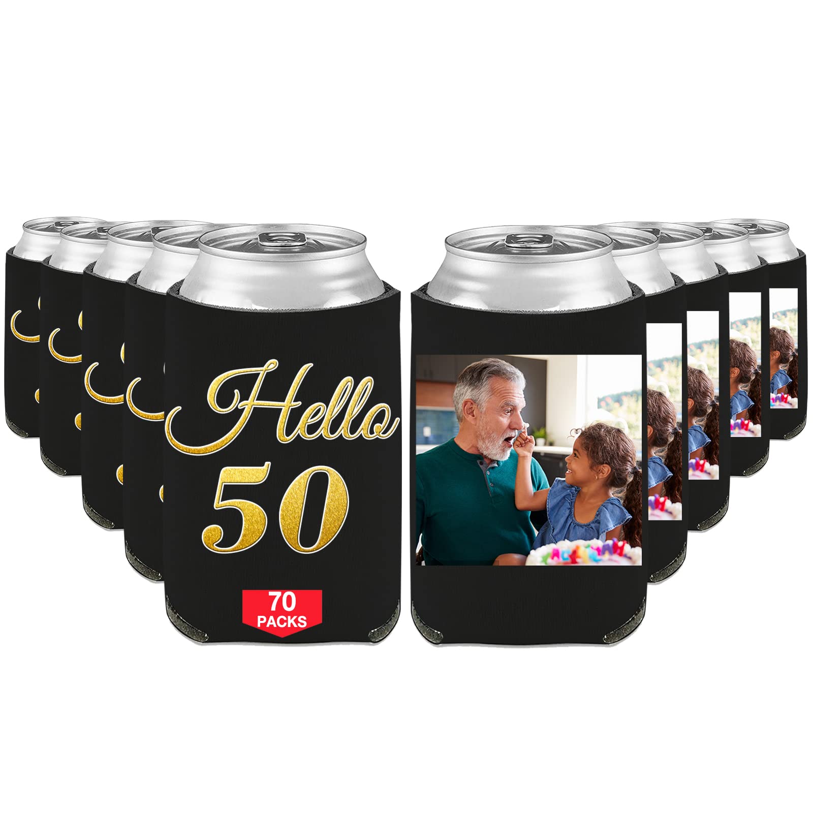Personalized Custom Birthday Can Coolers & Beer Bottle Sleeves - Bulk Photo Name Year Insulated Beverage Holders for Parties, BBQ, Tailgating & Outdoor Events