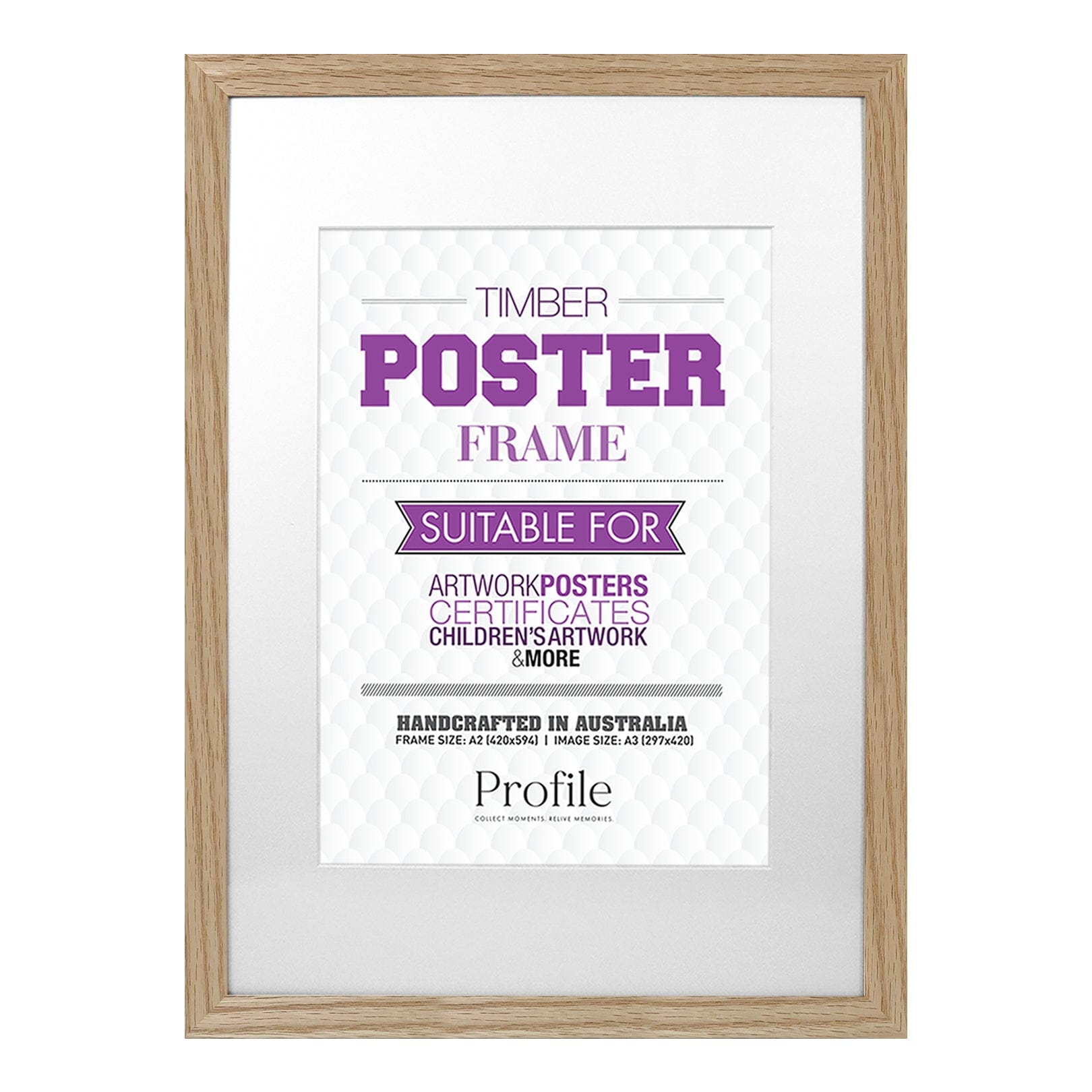Classic Natural Oak A2 Picture Frame - Handcrafted Wood Photo Frame for A3 Images - Perfect for Home Decor, Office Display & Gift Giving