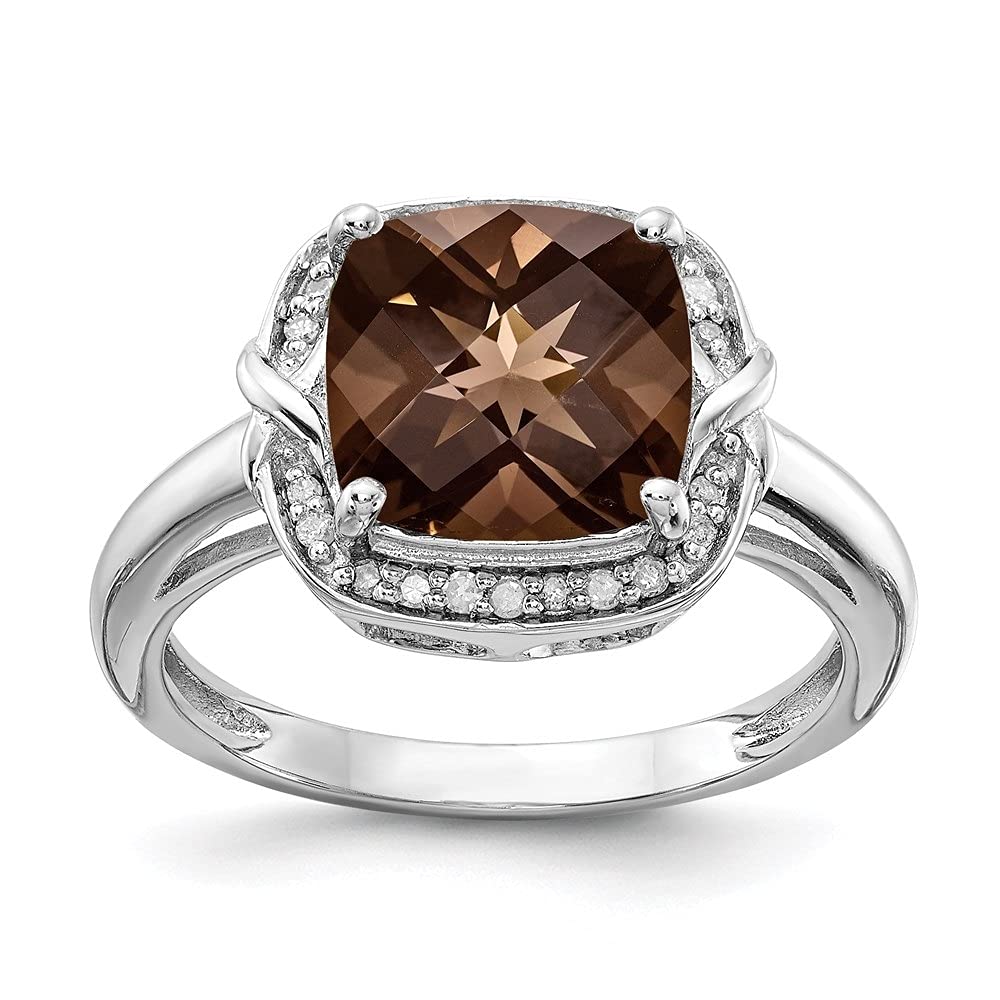 925 Sterling Silver Smoky Quartz & Diamond Engagement Ring 3.3 ct - Elegant Wedding Band for Women, Promise Ring & Anniversary Jewelry Gift