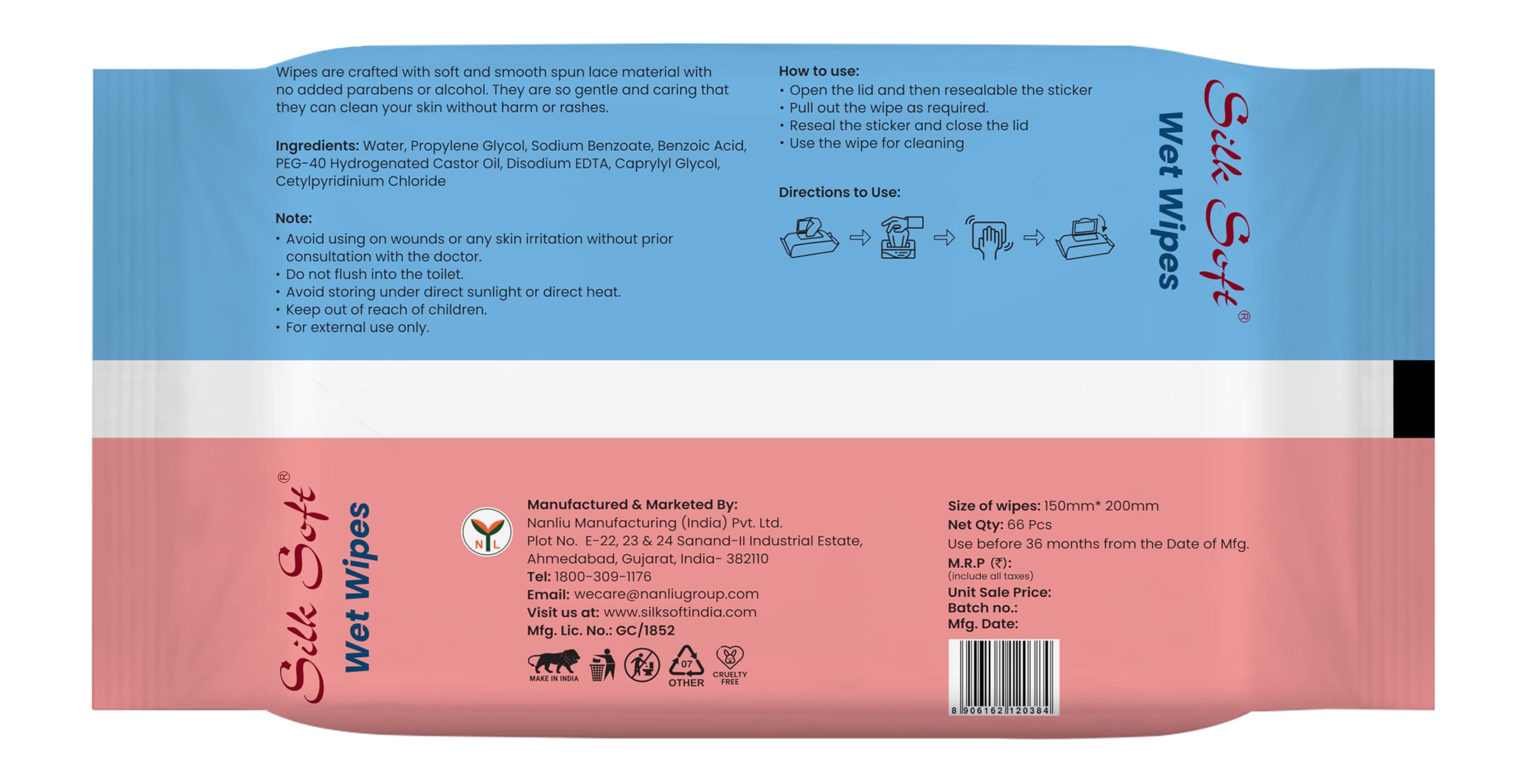 Premium Silk Soft Multipurpose Wet Wipes for Babies & Adults - 3 Packs x 66 Count | Hypoallergenic Disinfectant Cleaning Wipes | Gentle on Skin, Travel Size | Perfect for Diaper Changes, Makeup Removal & On-the-Go Hygiene