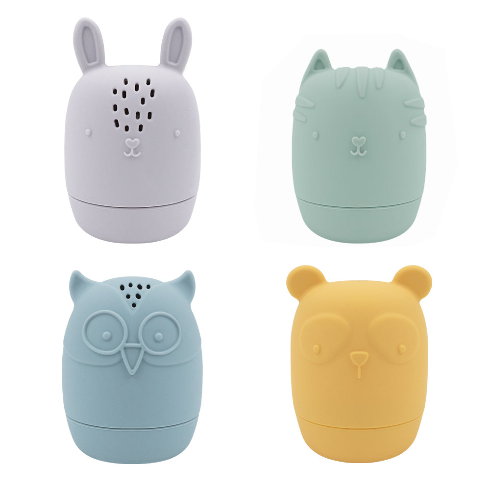 Non-Toxic Silicone Bath Toys for Toddlers - 4 Pack Fun Animal Shaped Bath Buddies - Perfect for Baby Bath Time, Sensory Play & Learning Colors