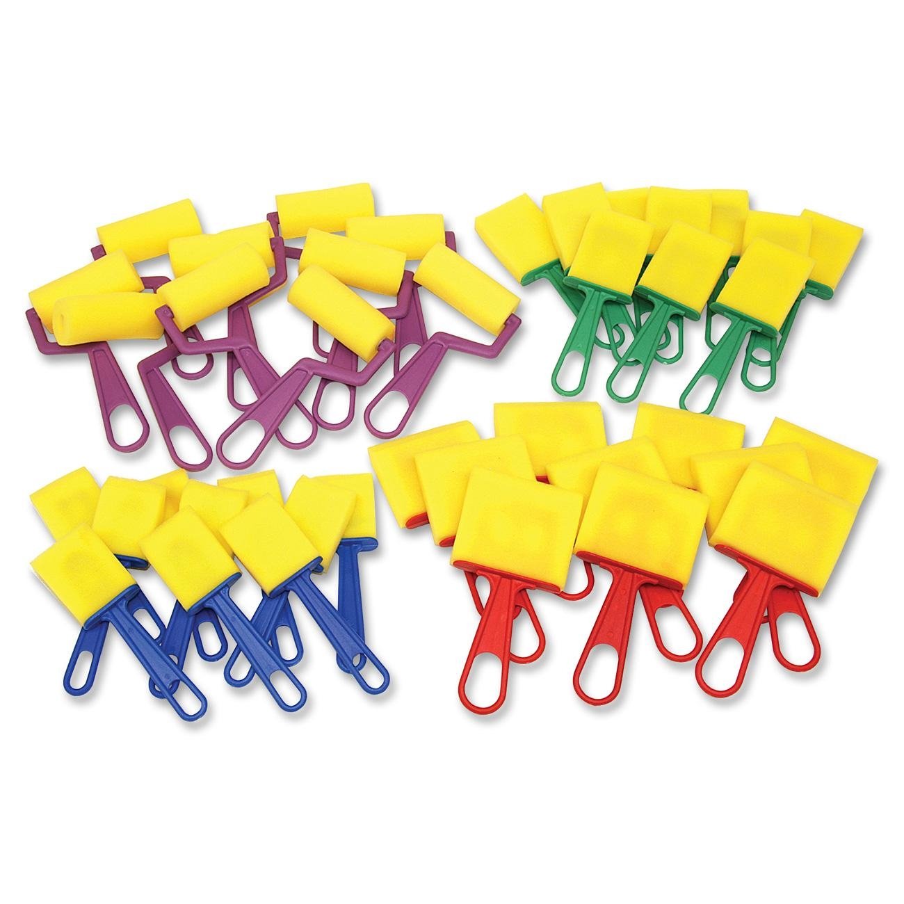 Chenille Kraft Foam Brushes & Rollers Classroom Pack - 36 Pack for Kids Arts & Crafts, Painting Projects - Ideal for School, Home, DIY Projects (CKC5212)