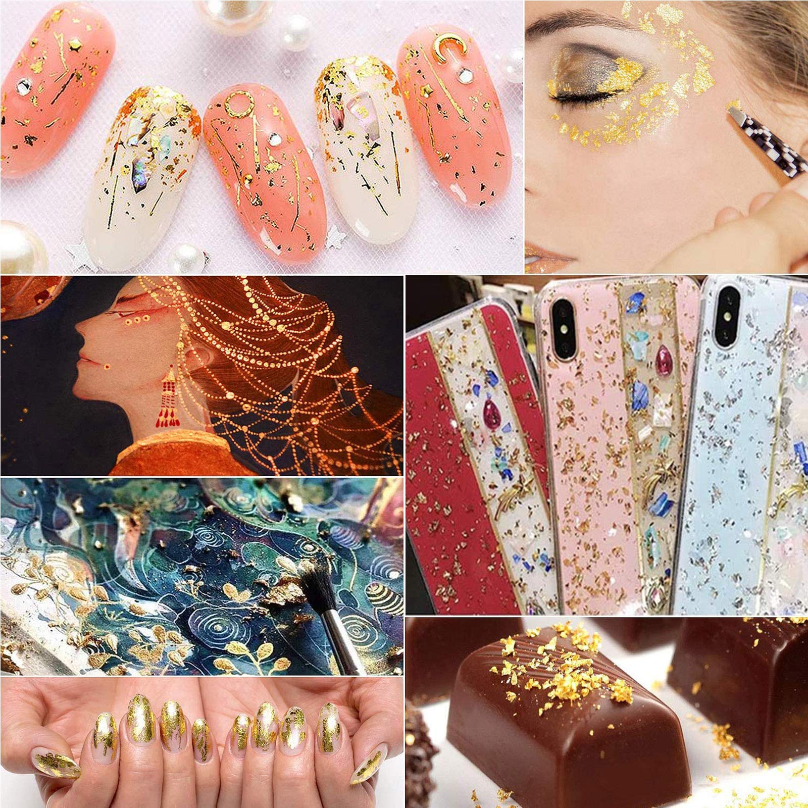 4 Boxes DIY Nail Art Foil Decorations - Metallic Glitter Sequins for Manicure & Nail Art Design - Perfect for Home Salon, Parties, and Special Occasions