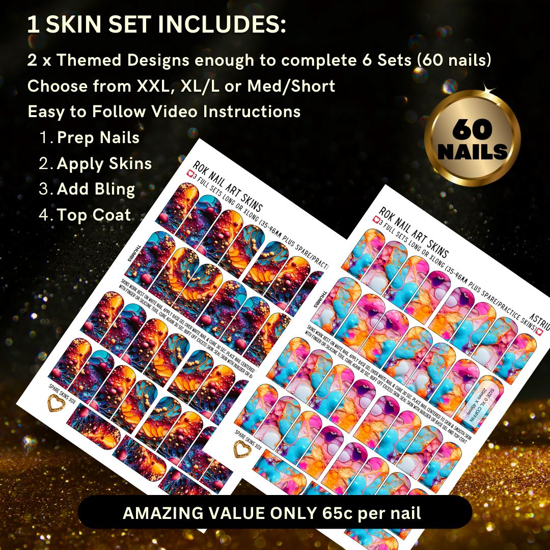 Astrid Nail Art Skin - Premium Nail Stickers for Women | Easy DIY Nail Decals for Home & Salon Use | Perfect for Parties, Weddings, and Special Occasions