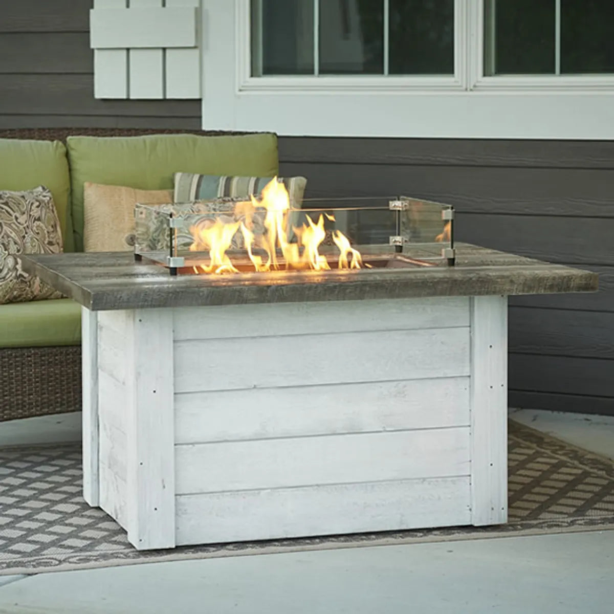 The Outdoor Greatroom Company Alcott Rectangular Gas Fire Pit Table - Outdoor Patio Heater for Backyard, Deck, and Garden - Perfect for Entertaining and Relaxing
