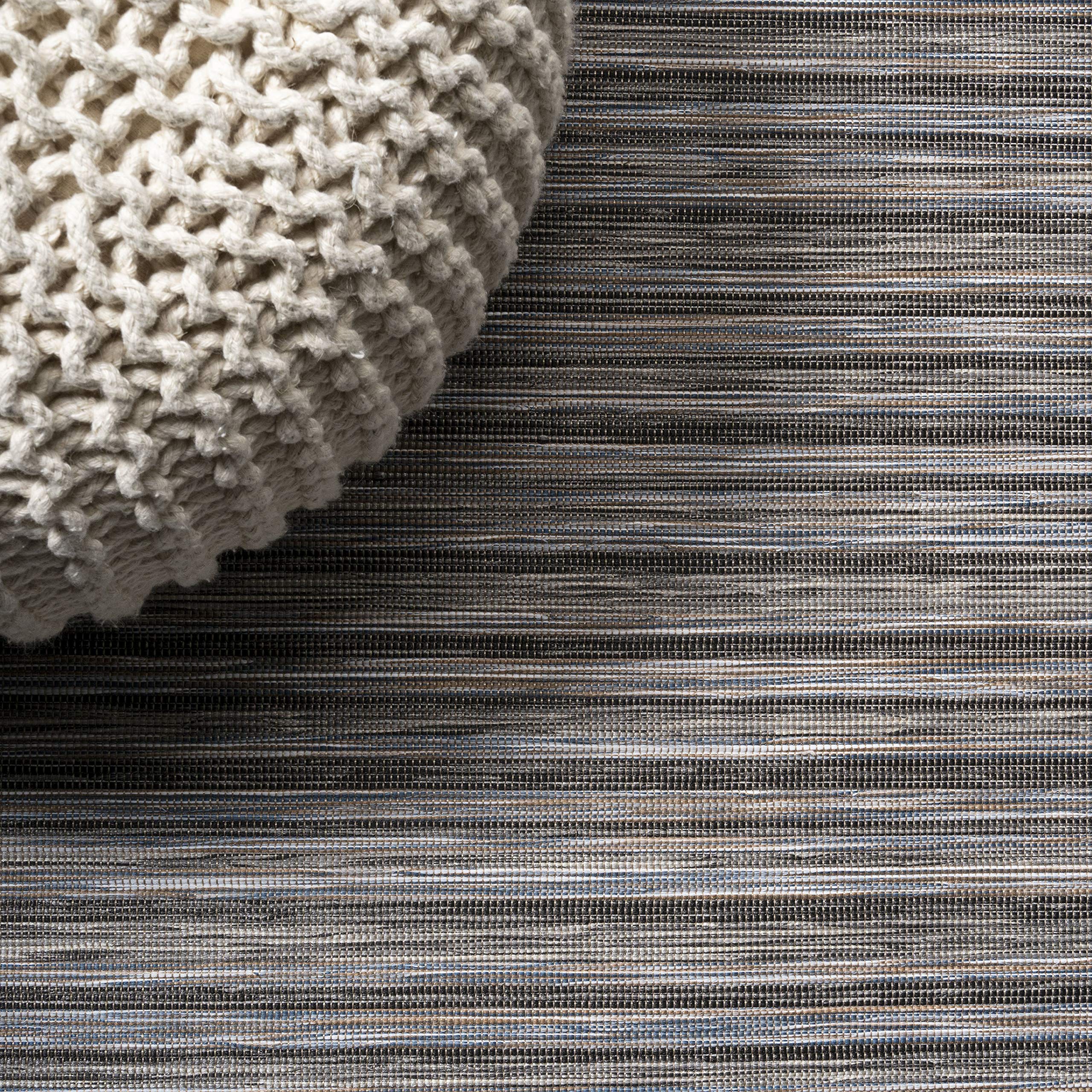 JONATHAN Y TSN102A-6R Modern Farmhouse Round Area Rug - 6' Dark Gray/Blue Pinstripe Indoor Outdoor Rug, Non-Shedding & Easy Clean - Perfect for Bedroom, Kitchen, Backyard, Patio & Coastal Decor