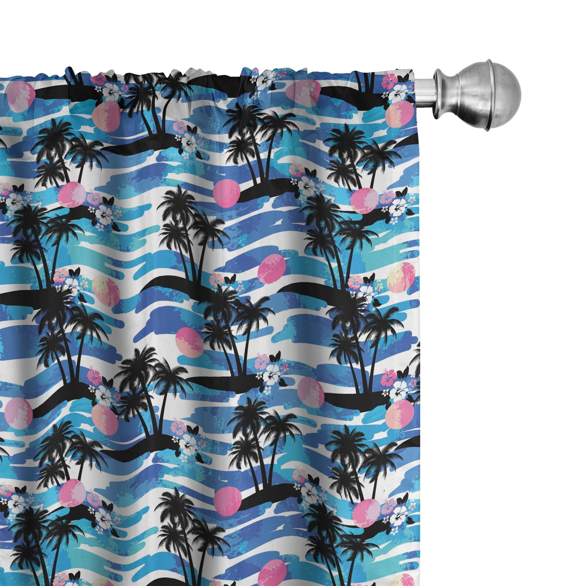 Ambesonne Tropical Hawaiian Window Curtains - 2 Panel Set with Rod Pocket, 28