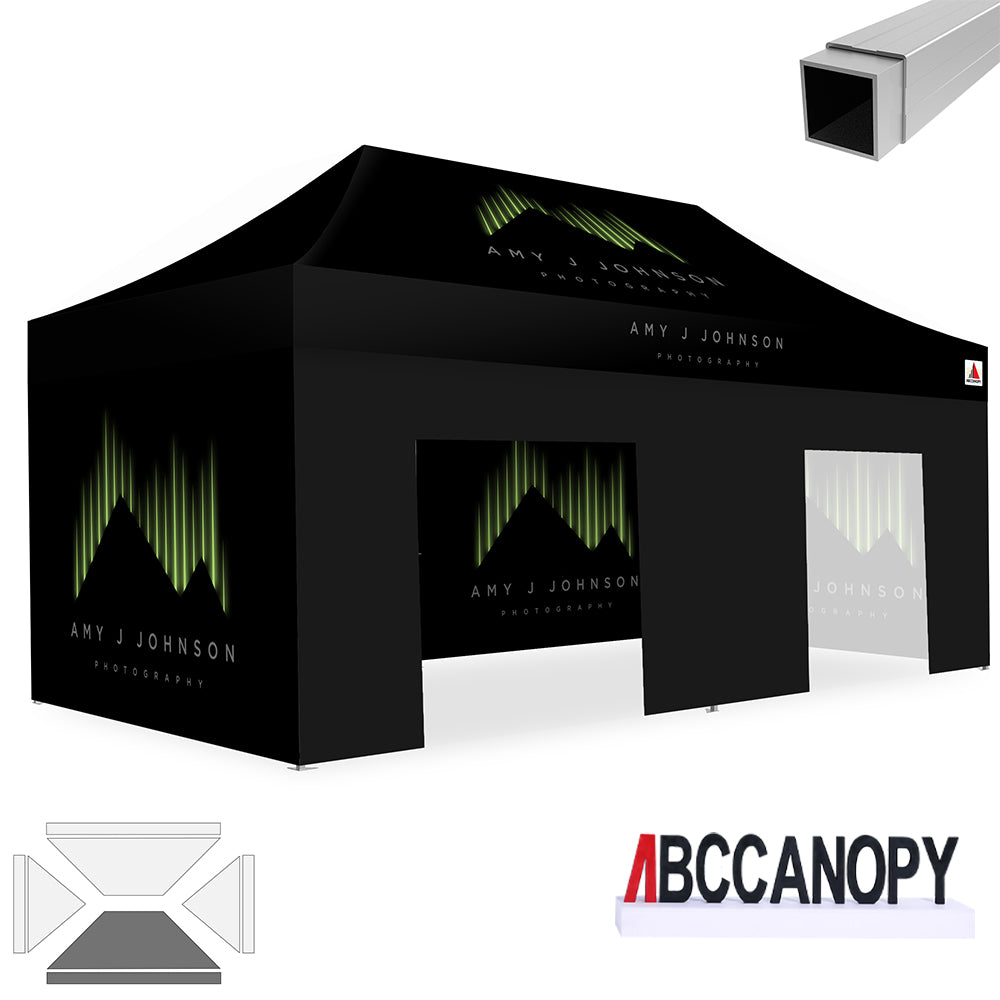 ABCCANOPY 10x10/10x15/10x20 Custom Aluminum Pop Up Canopy Tent - Heavy Duty Commercial Shelter for Outdoor Events, Farmers Markets & Tailgating (S3 Professional Series)