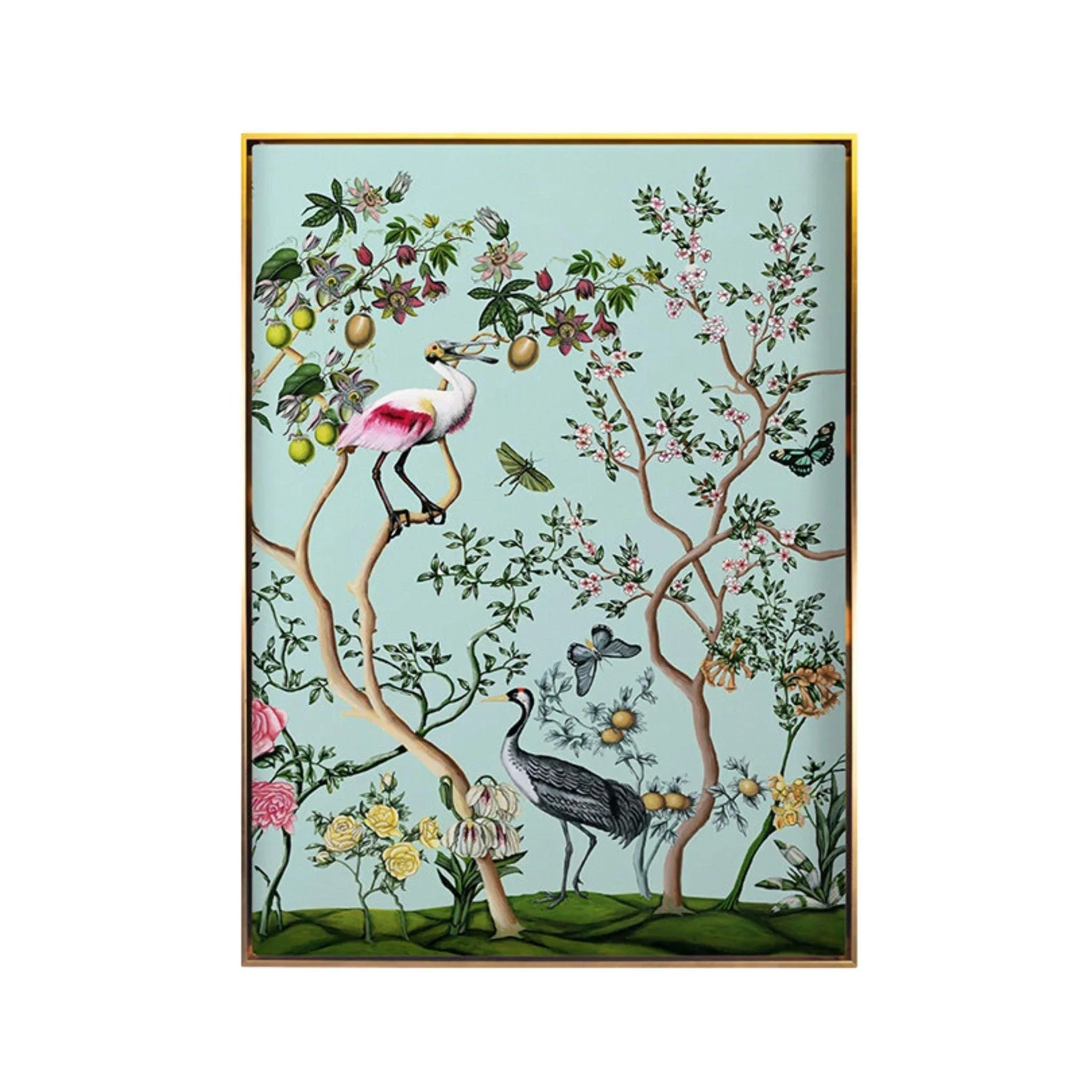 Vintage Bird and Branch Chinoiserie Framed Wall Art Set of 2 - Asian Inspired Floral Decor for Living Room, Bedroom & Office