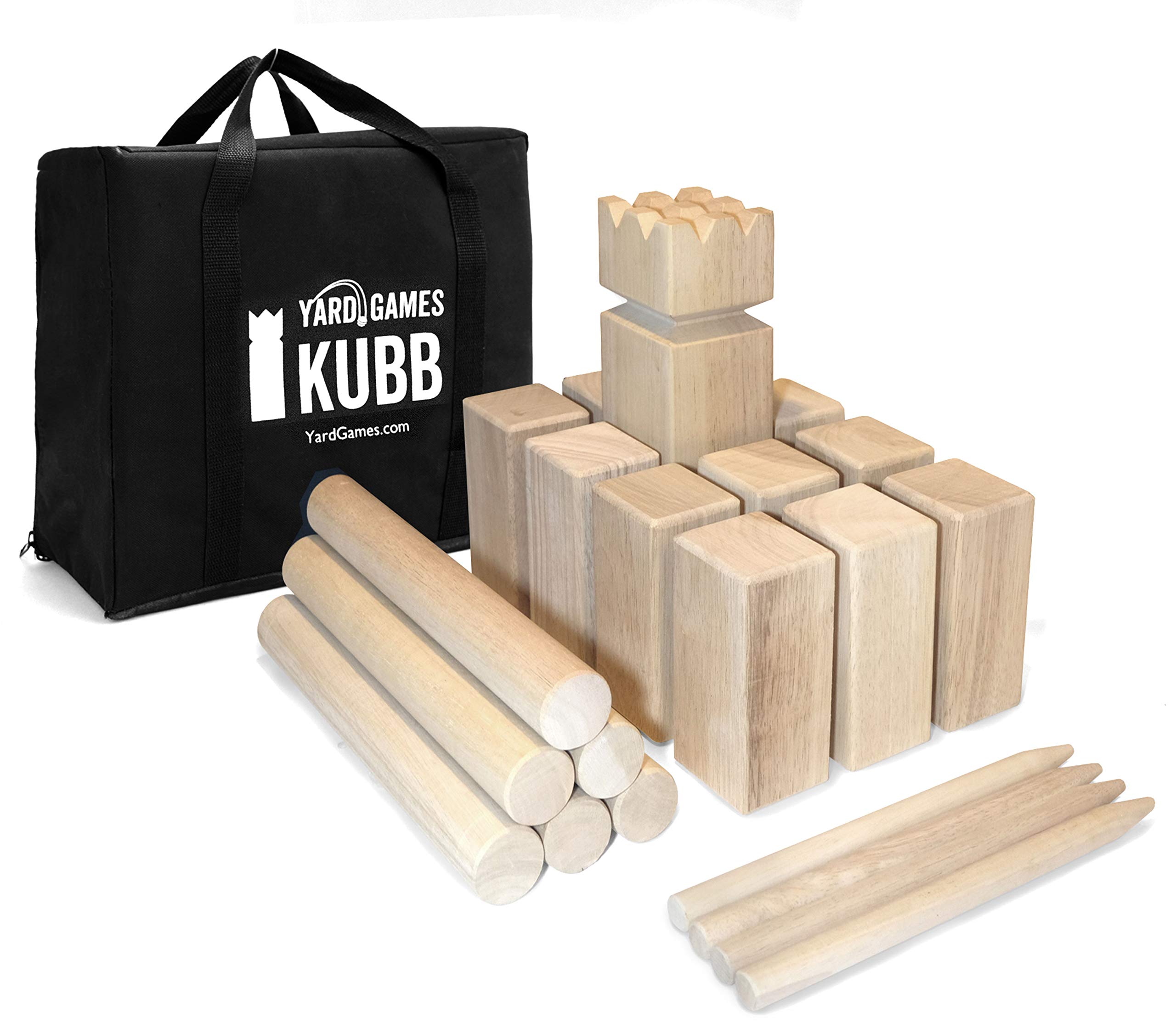 Premium Kubb Game Set - Regulation Size Outdoor Tossing Yard Game with Carrying Case, Instructions & Boundary Markers | Perfect for Backyard Parties, Picnics, Camping & Beach Fun