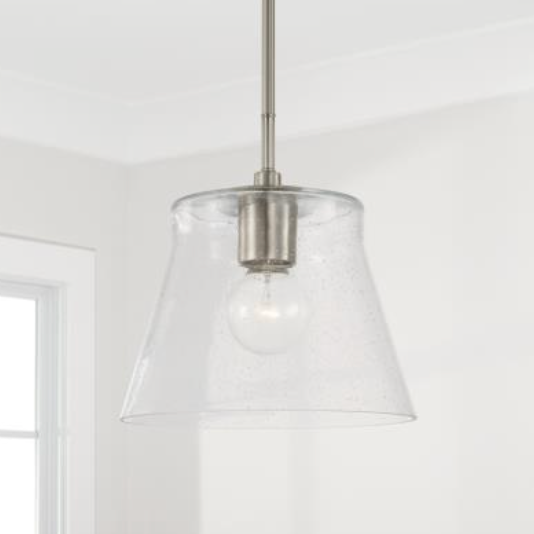 Jackie Brushed Nickel Semi Flush Mount Ceiling Light Fixture - Modern Pendant Lighting for Bedroom, Kitchen, Hallway & Dining Room