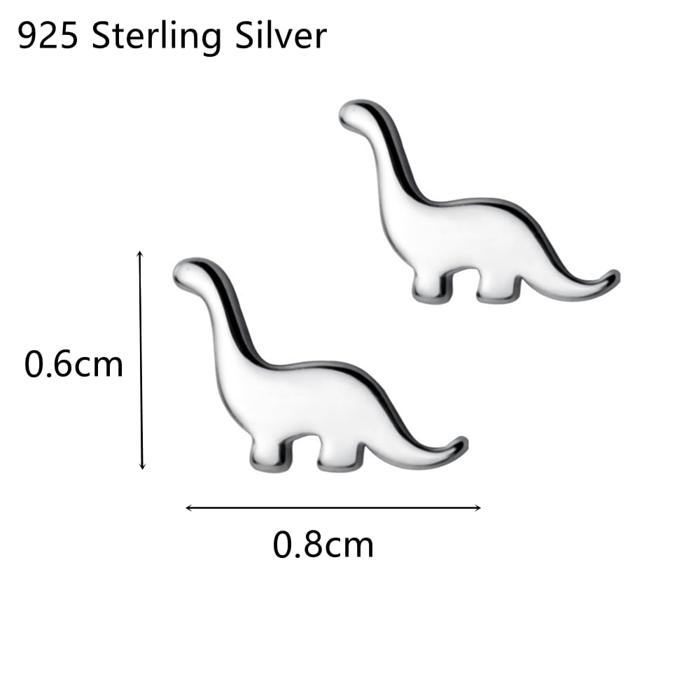 Pargleev Dinosaur Stud Earrings - S925 Sterling Silver Minimalist Animal Jewelry for Women & Girls - Hypoallergenic Earrings for Sensitive Ears - Perfect Gift for Dinosaur Lovers, Birthday & Everyday Wear