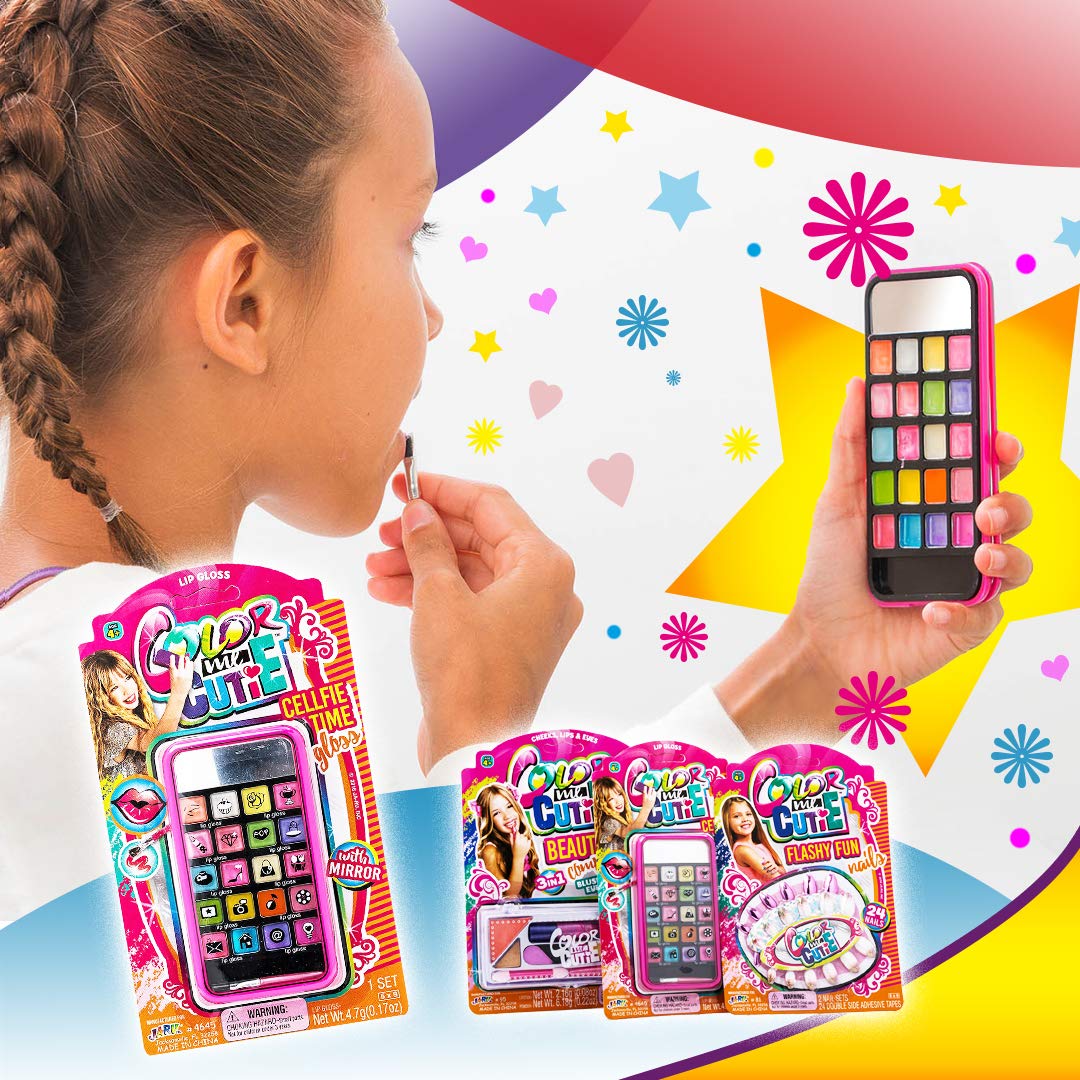 JA-RU Kids Makeup Toy Kit for Girls - Washable Non-Toxic Cosmetic Set with Mirror, Brush & Eyeshadow Palette | Perfect for Birthday Parties, Princess Dress-Up & Pretend Play | Safe Makeup Toys for Toddlers Ages 3+ (4645-1)