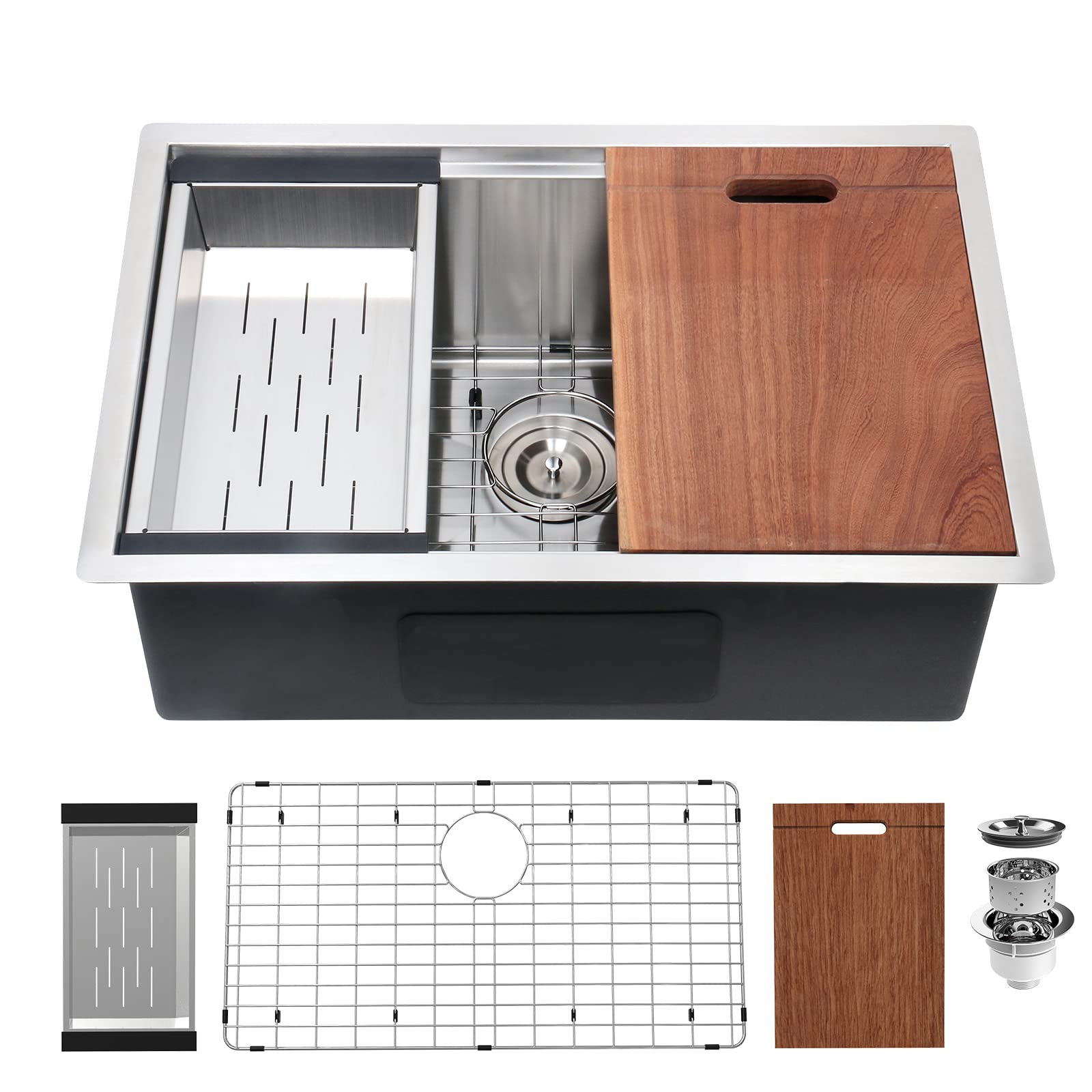 Davivy 30-Inch Undermount Kitchen Sink - 16 Gauge Stainless Steel Single Bowl Workstation Utility Sink (30x18x10 Inches) - Perfect for Food Prep, Dishwashing & Commercial Kitchens
