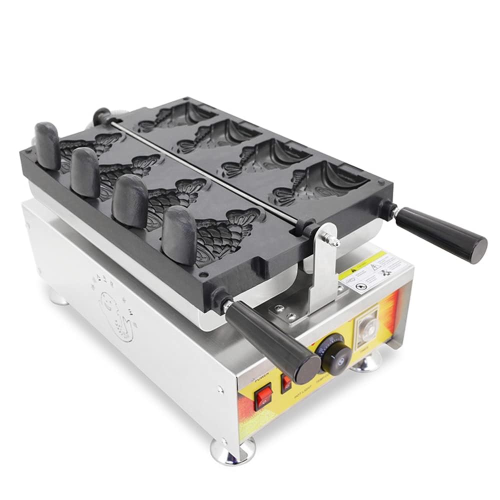 Commercial Electric Open Mouth Fish Shape Taiyaki Maker - Waffle Cone & Ice Cream Machine - 110V for Bakeries, Cafes & Dessert Shops - Perfect for Making Japanese Taiyaki, Waffle Cones & Sweet Treats