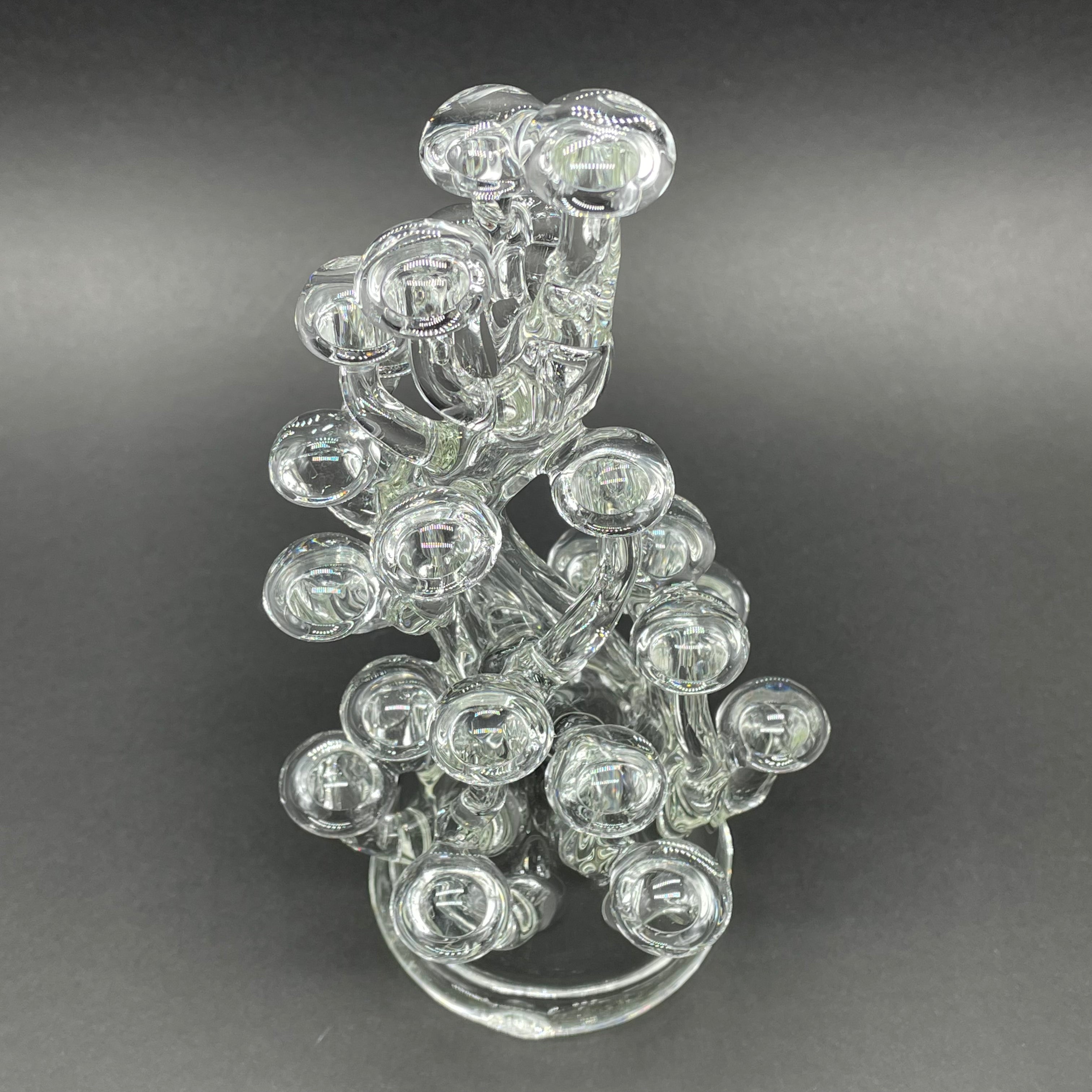 Elegant Tall Clear Glass Mushroom Sculpture - Modern Home Decor for Living Room, Office & Garden - Unique Artistic Centerpiece for Indoor & Outdoor Spaces