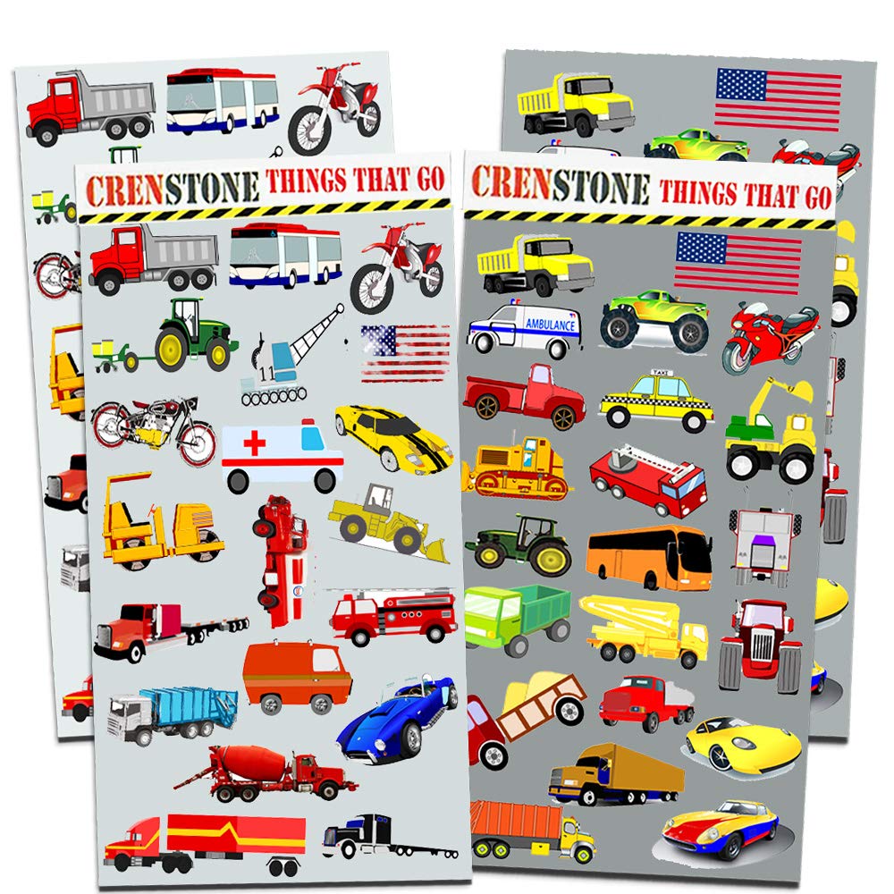 160+ Cars and Trucks Stickers for Toddlers - Vehicle Sticker Pack with Fire Trucks, Construction, Buses - Perfect for Kids Birthday Parties, Scrapbooking & Nursery Decor
