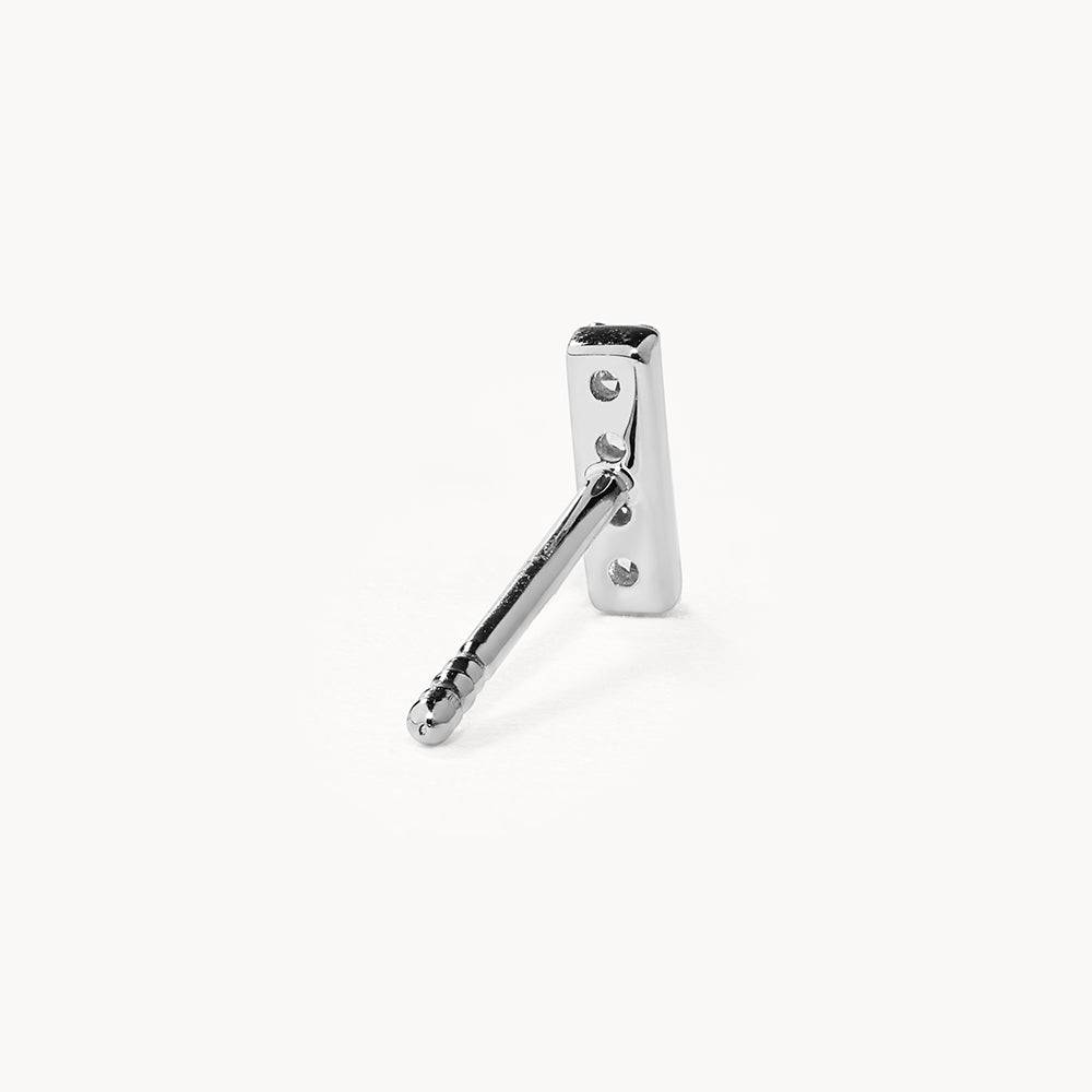Diamond Letter I Single Stud Earring in Sterling Silver - Perfect for Gifts, Birthdays & Everyday Elegance