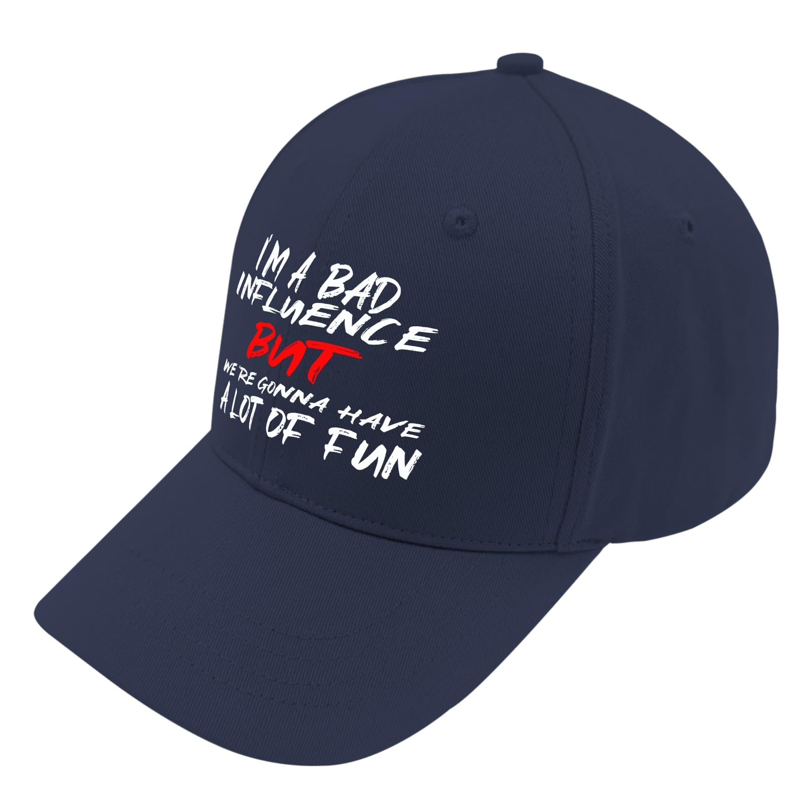Funny Sarcastic Baseball Hat for Women & Men - Lightweight Fitted Cap for Running, Golf & Sun Protection - Bad Influence But Damn Fun Hat for Sports & Outdoor Activities