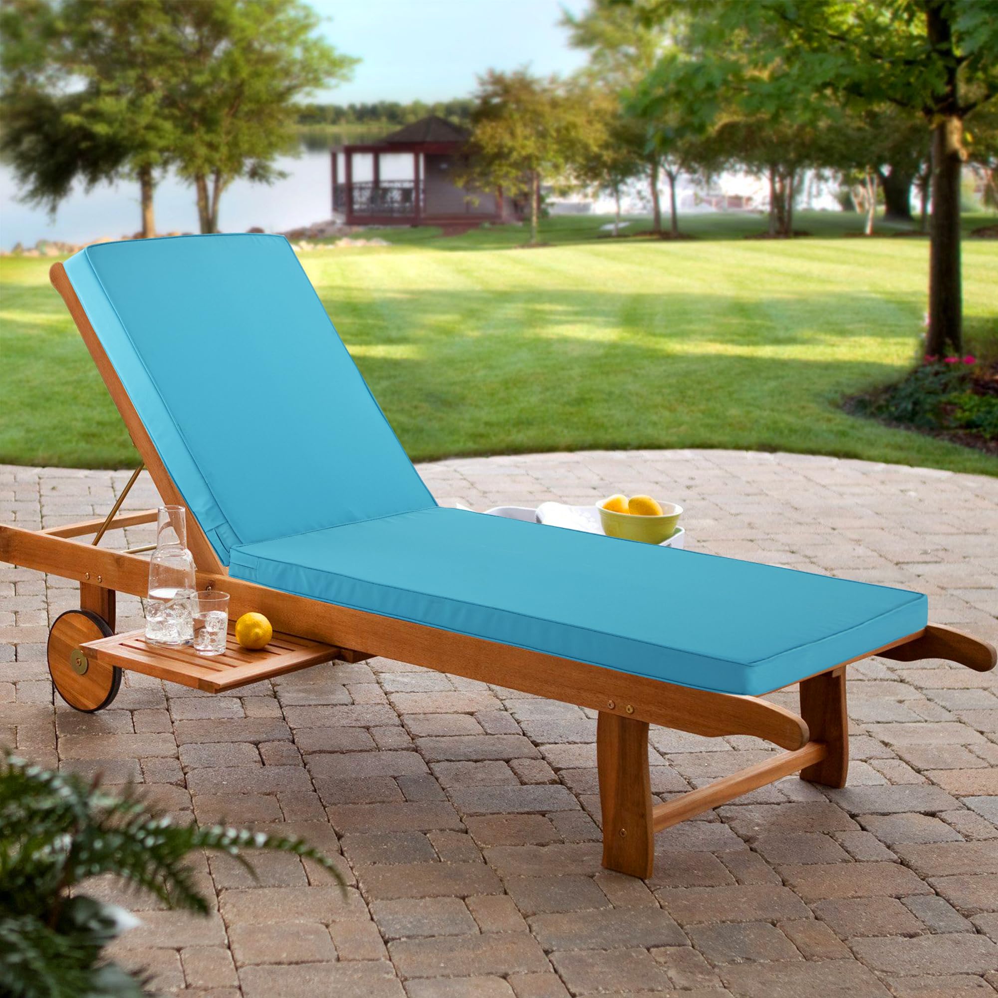 Waterproof Outdoor Chaise Lounge Cushion - Fade & Tear Resistant Patio Furniture Cushion for Poolside, Resort, Hotel (80x26x3 Inch, Teal) - Perfect for Sunbathing, Lounging by the Pool or Relaxing in Your Backyard