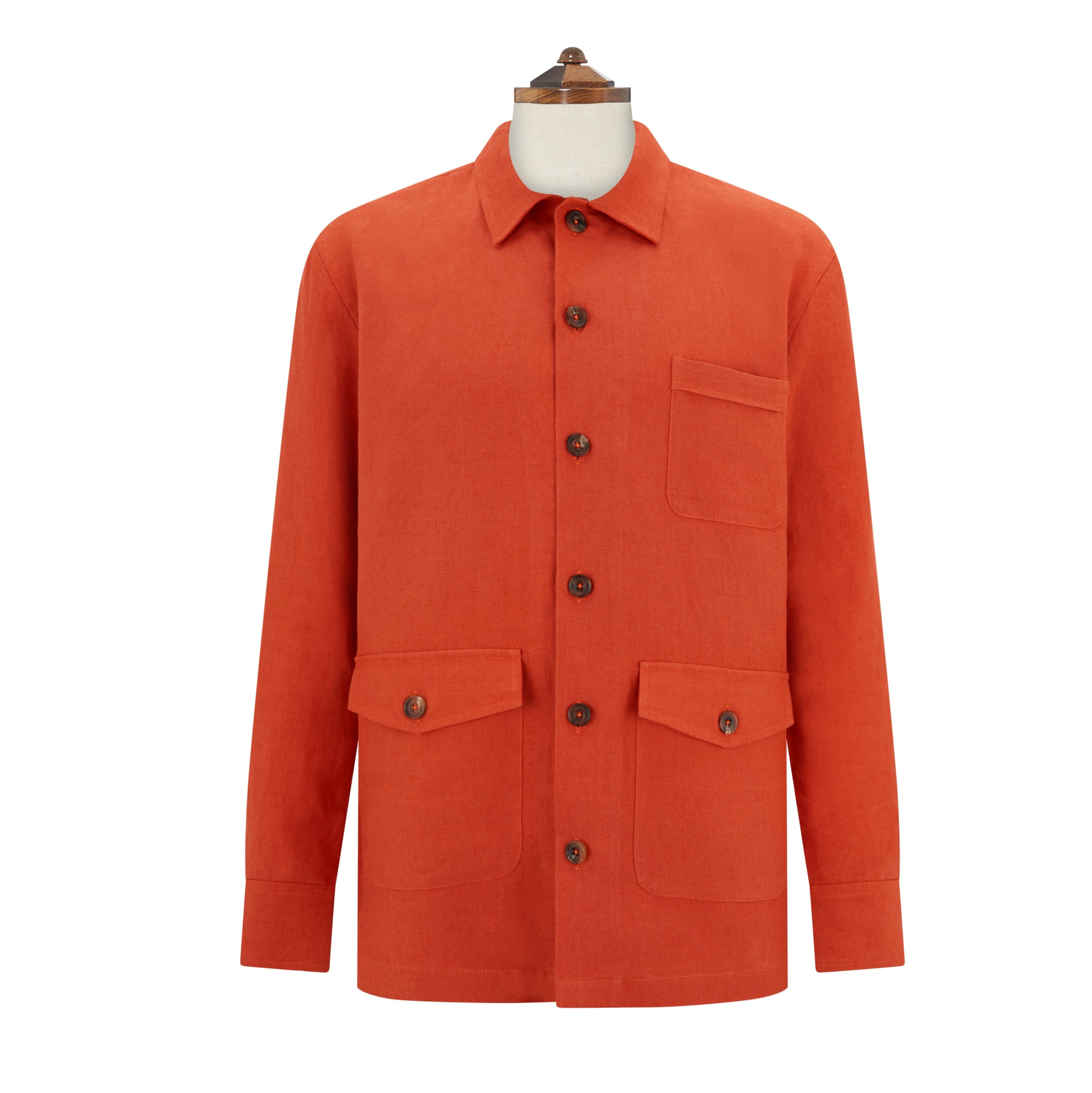Lynton Orange Linen Overshirt for Men - Lightweight Breathable Button-Up Shirt for Spring & Summer - Casual Wear, Outdoor Activities, and Travel