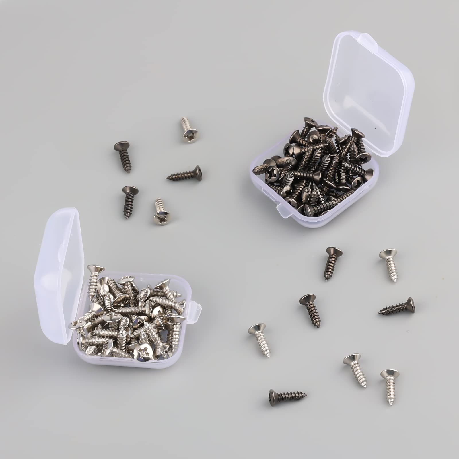 SAVITA 100 Pcs Guitar Pickguard Screws & Bass Pickguard Screw Set - Light Black & Bright Silver Mounting Screws for Electric Guitar & Bass Guards | Perfect for DIY Guitar Repair & Maintenance