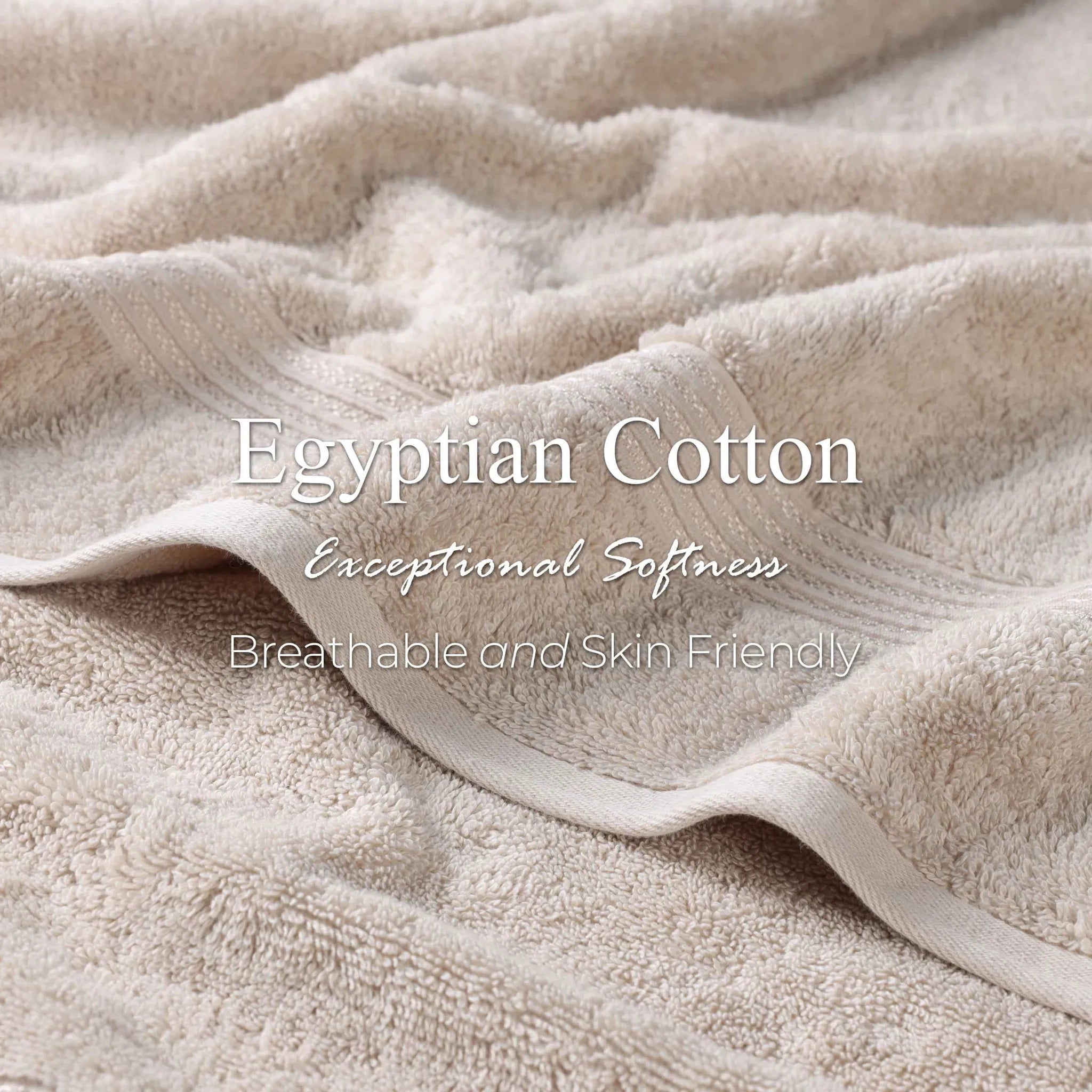 Premium 100% Egyptian Cotton Plush Hand Towels - Ultra Soft & Absorbent Bath Towel Set of 8 for Bathroom, Kitchen & Spa Luxury (24x16 Inches)