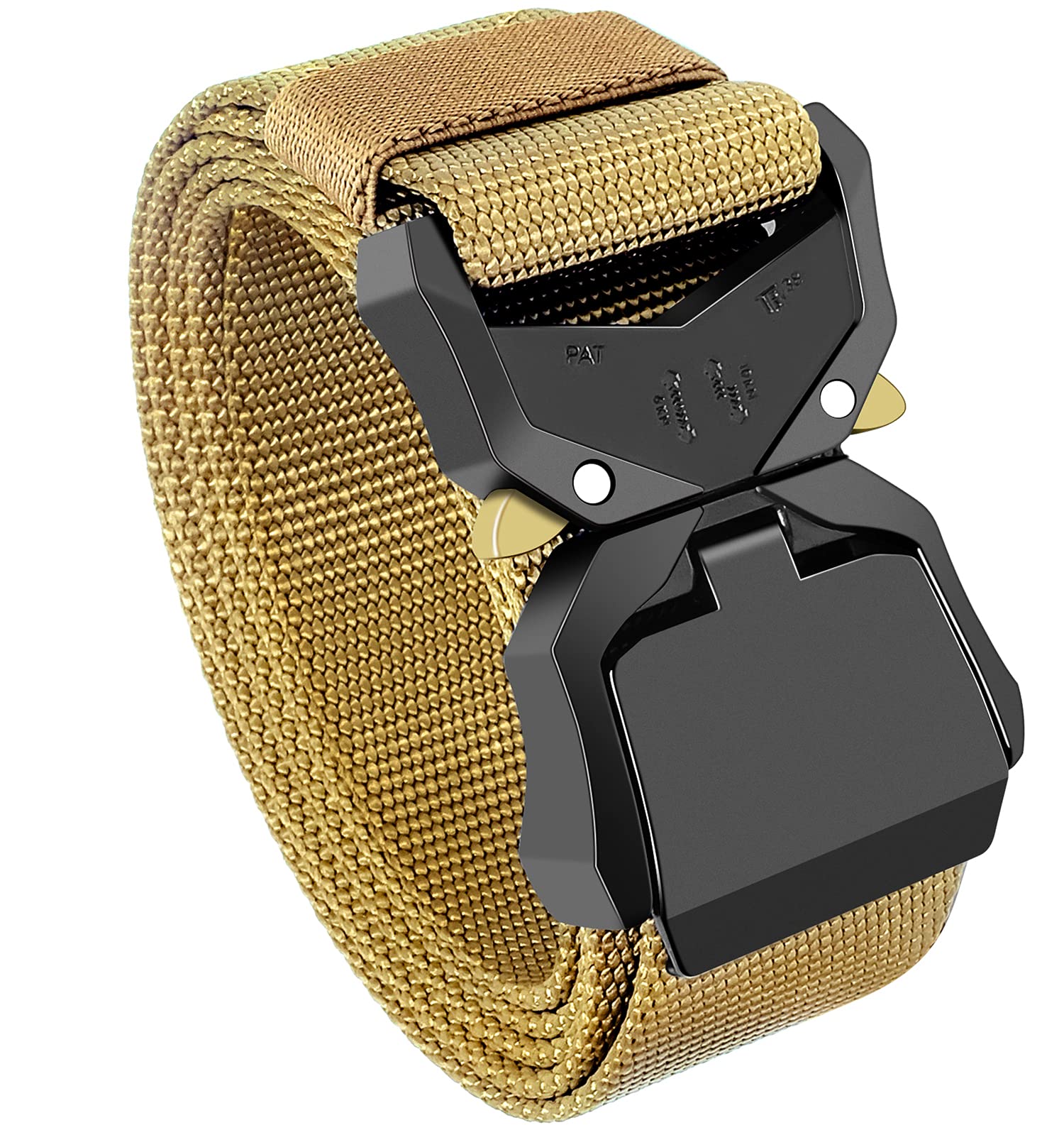 FAIRWIN Tactical Belt - Military Style Webbing Riggers Web Gun Belt with Heavy-Duty Quick-Release Metal Buckle for Outdoor, Hiking, Camping & Shooting Range Activities