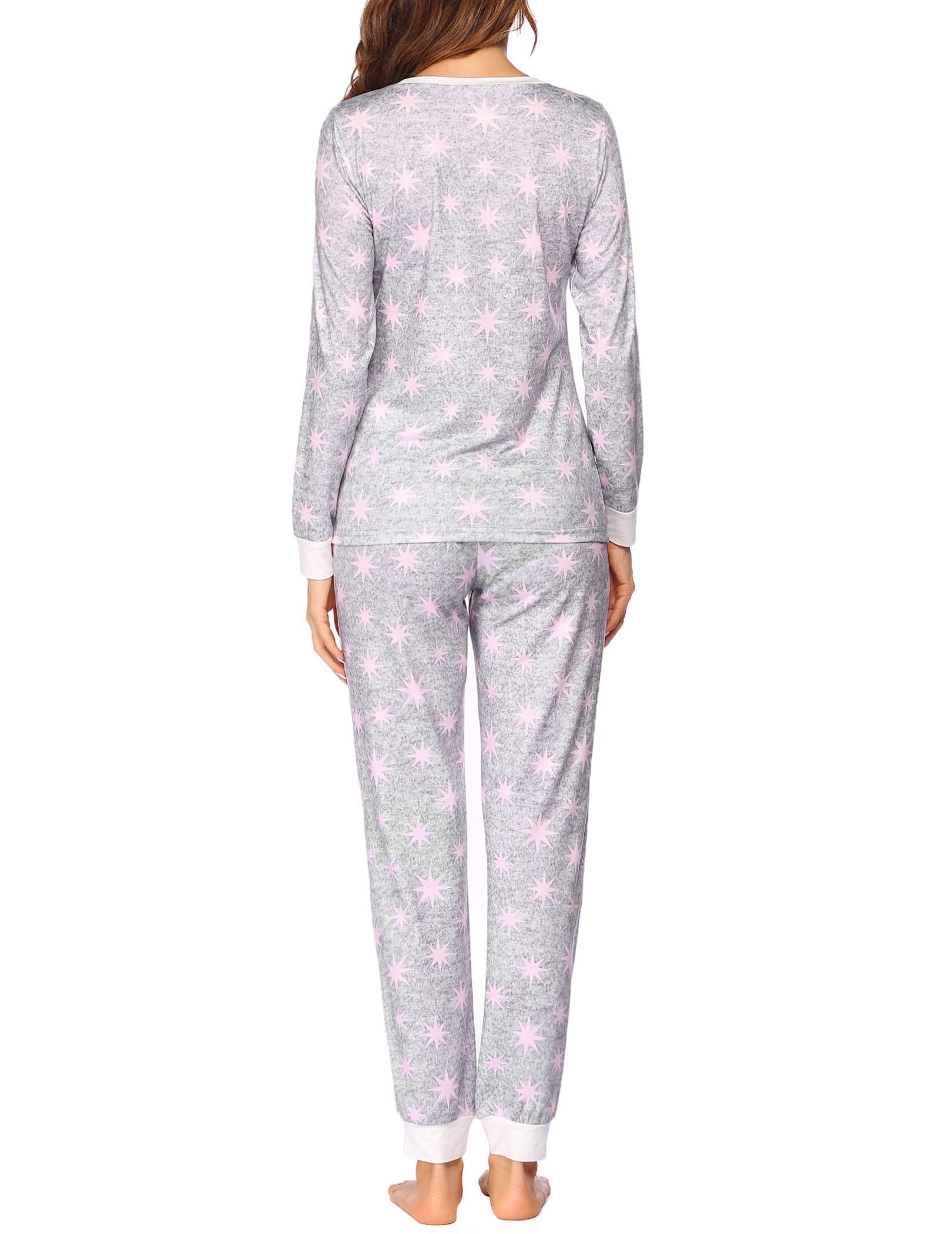 Ekouaer Women's Pajama Set - Soft Long Sleeve Top & Jogger Pants with Pockets - Cozy Lounge Wear for Sleep, Relaxing at Home & Travel