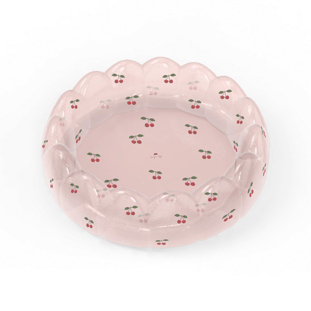 KONGES SLØJD Large Kids Shell Indoor/Outdoor Pool Toy - Transparent Cherry Design, 160cm Diameter - Perfect for Beach, Backyard & Water Play