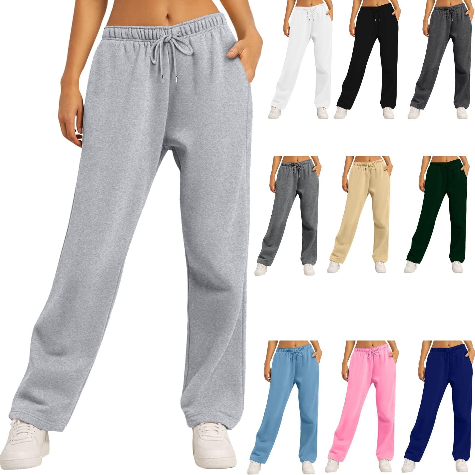 Women's High Waist Wide Leg Sweatpants - Casual Drawstring Joggers with Pockets | Loose Fit Lounge Pants for Yoga, Workout & Home Comfort