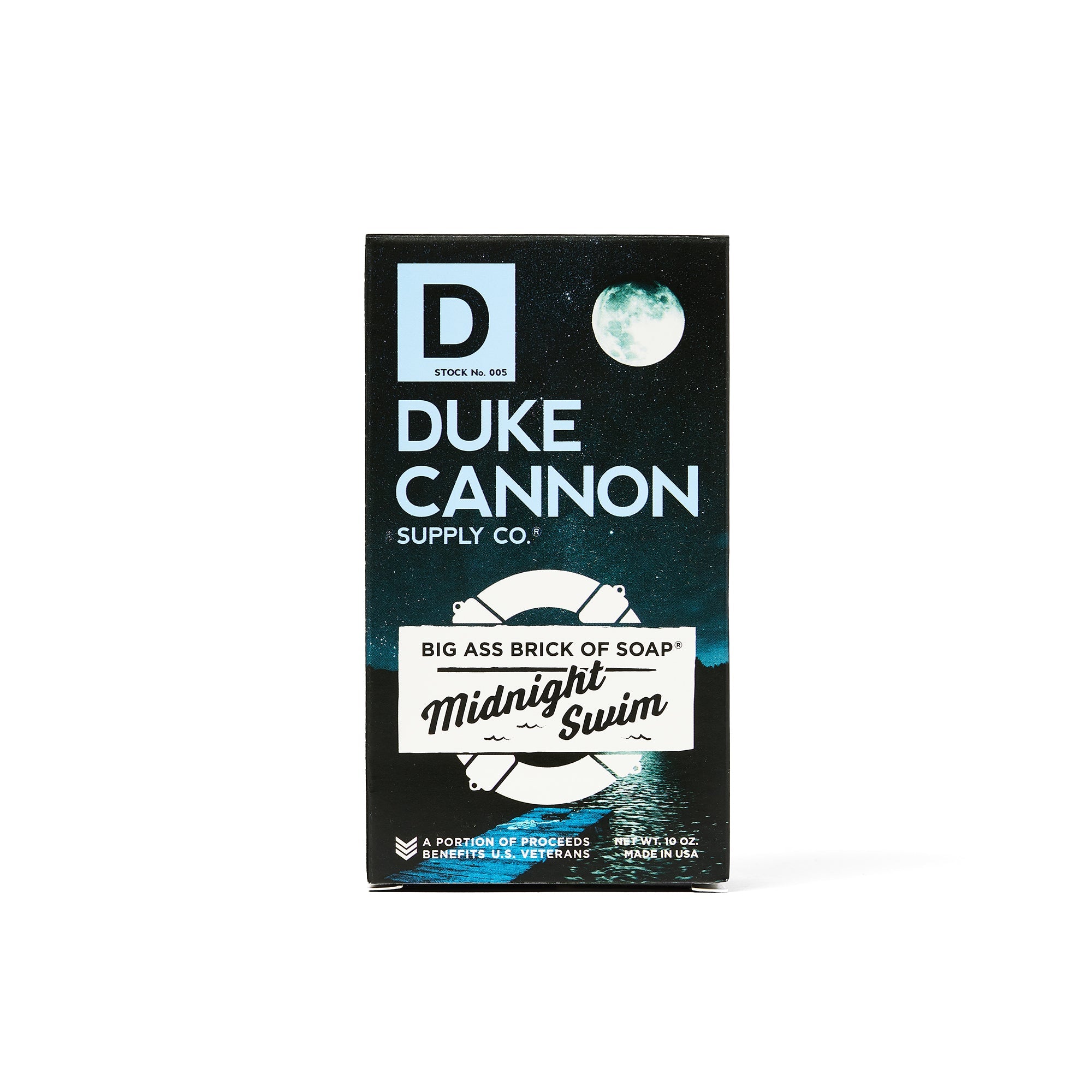 Duke Cannon Midnight Swim Big Ass Brick of Soap - Long-Lasting Bar Soap for Men, Moisturizing & Exfoliating, Great for Shower, Gym & Travel - Fresh Aquatic Scent