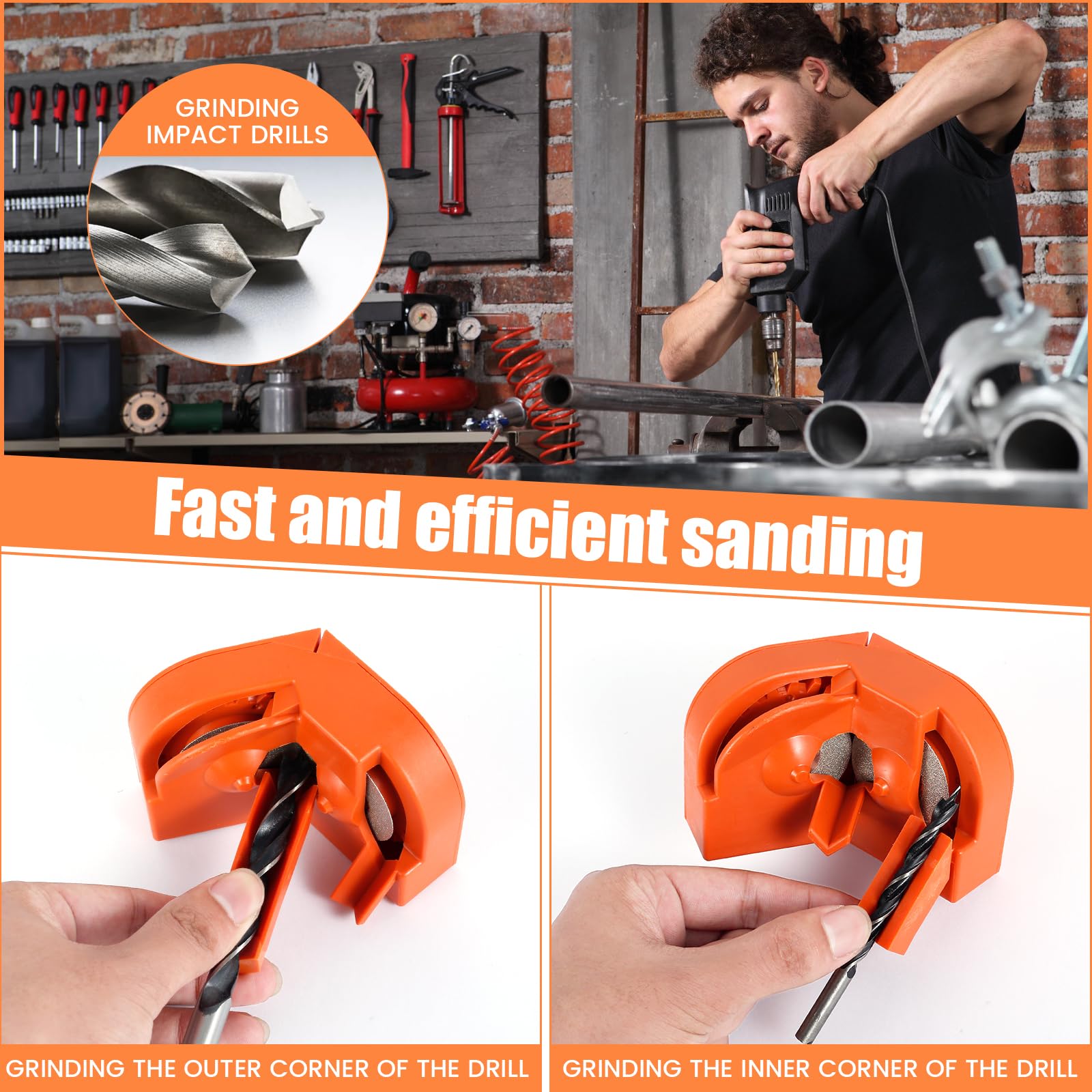 Electric Drill Bit Sharpener - Multipurpose Grinding Tool for HSS, Masonry, Carbide & Metal Bits | Compatible with Power Drills | Perfect for DIY Projects, Woodworking & Metalworking