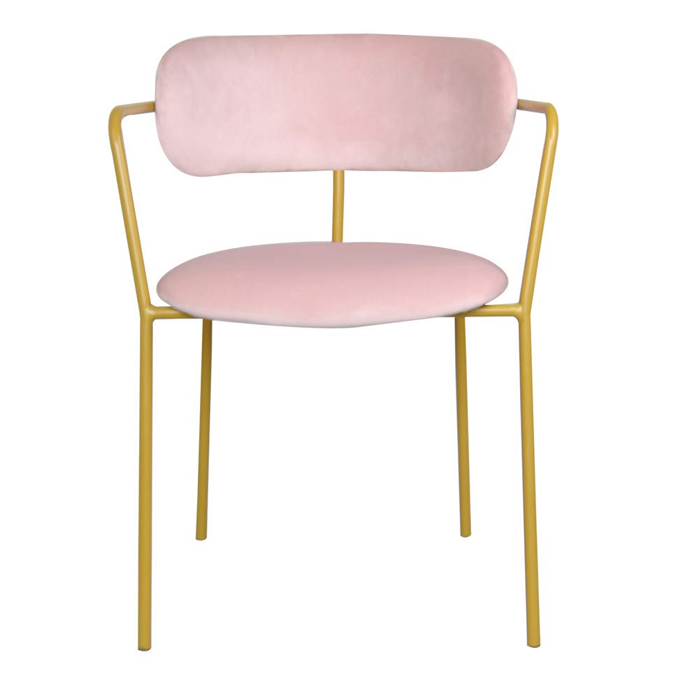 GIA Contemporary Dining Chairs Set of 2 - Velvet Pink Upholstered Seats with Brass Finish Metal Legs - Modern Kitchen & Dining Room Furniture for Home Decor