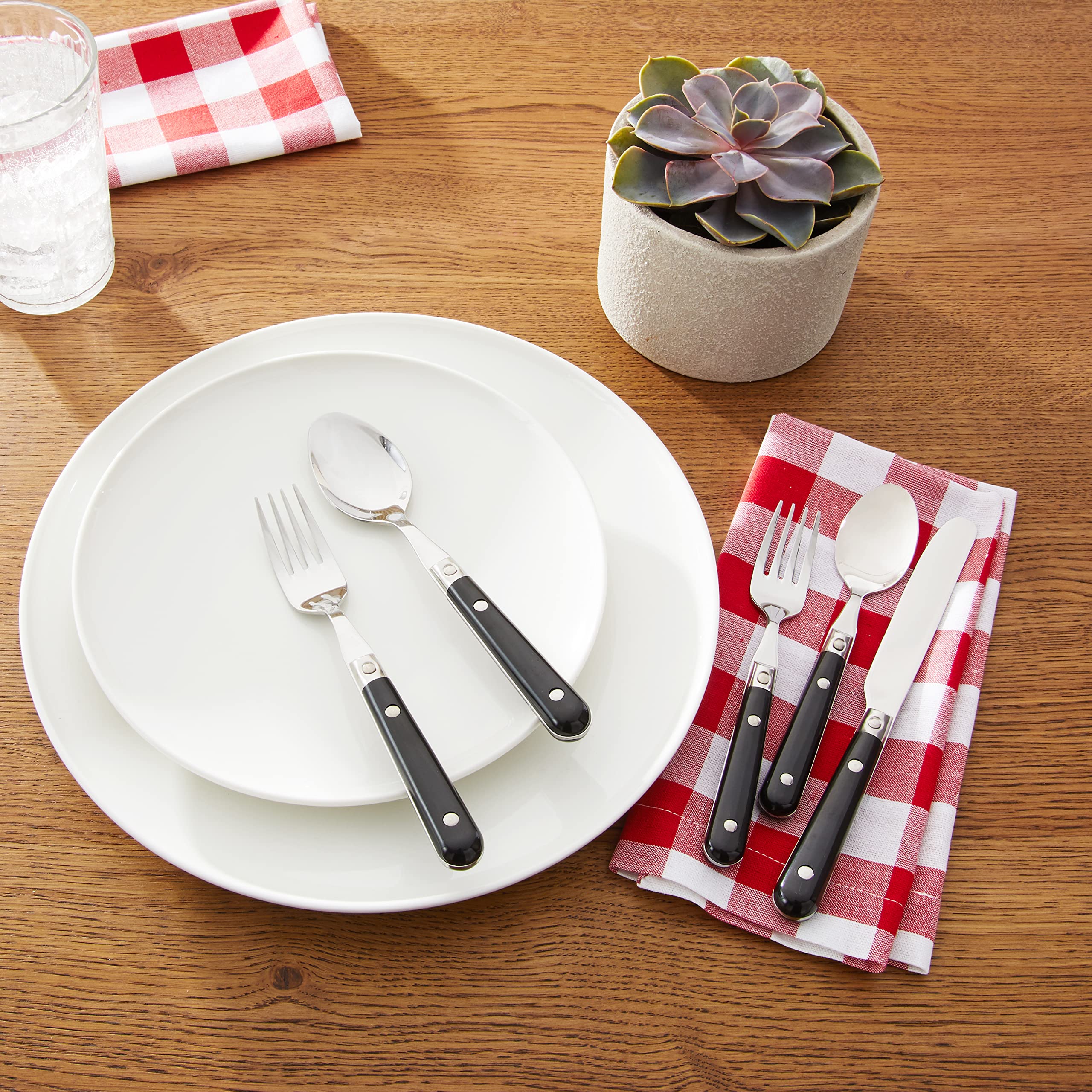 Premium 30-Piece Stainless Steel Flatware Set - Dishwasher Safe, Service for 6, Elegant Black Cutlery Set (Model 22707) - Perfect for Dinner Parties, Restaurants & Everyday Dining