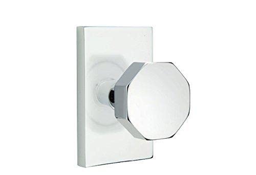 Emtek Privacy Set - Modern Rectangle Rosette & Octagon Knob in Oil Rubbed Bronze - Perfect for Bedroom & Bathroom Door Hardware