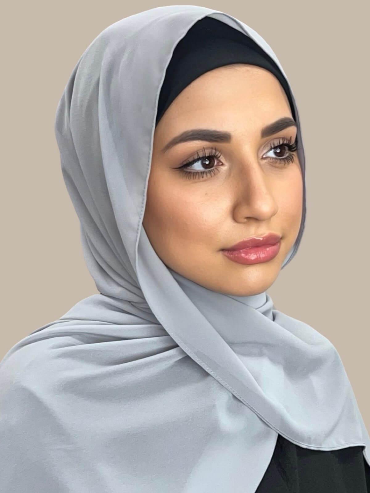 Luxury Chiffon Hijab Scarf - Elegant Grey Shawl for Women | Perfect for Daily Wear, Prayer, and Special Occasions