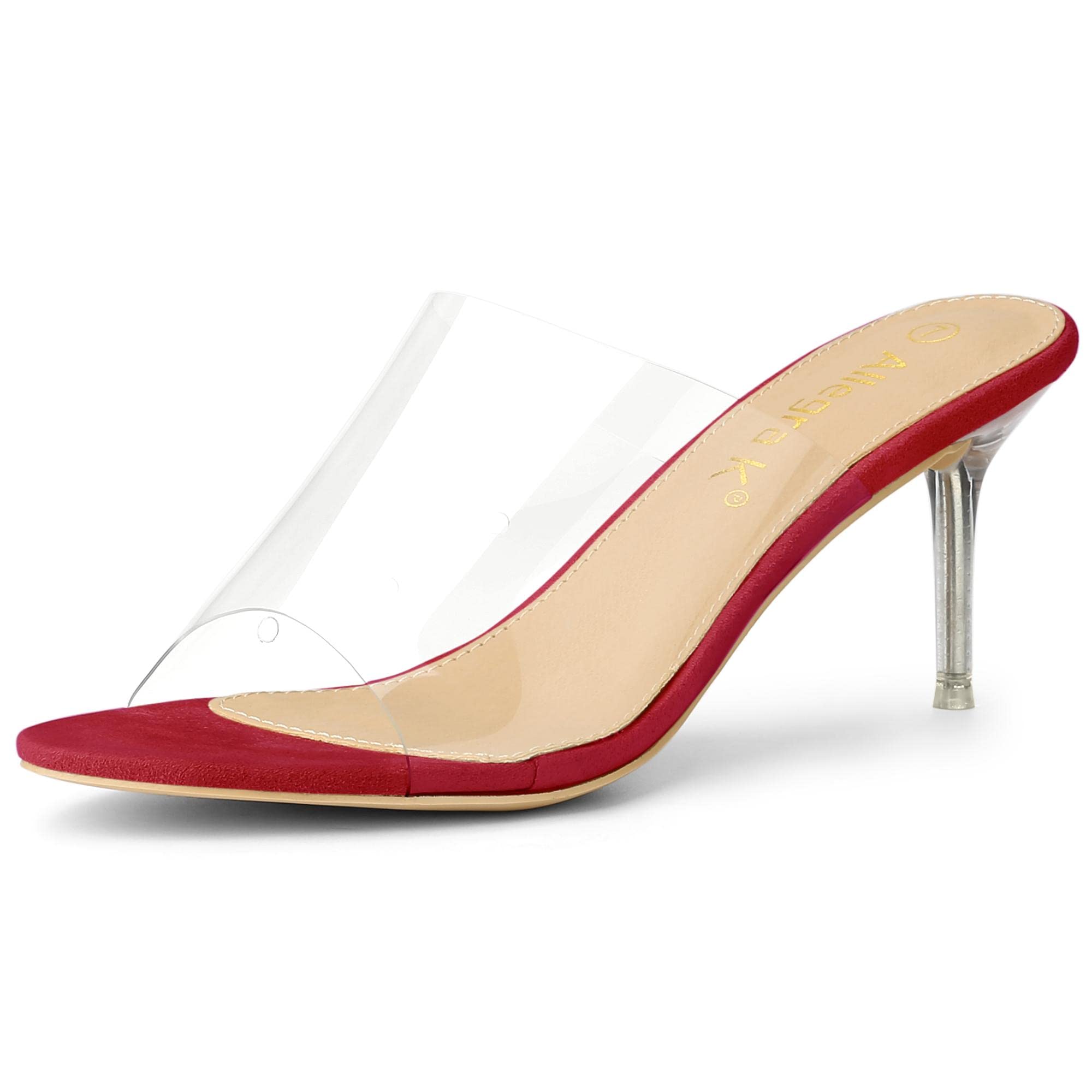 Allegra K Women's Clear Strap Stiletto Heels Sandals | Comfortable High Heel Open Toe Dress Shoes for Wedding, Party & Evening Wear