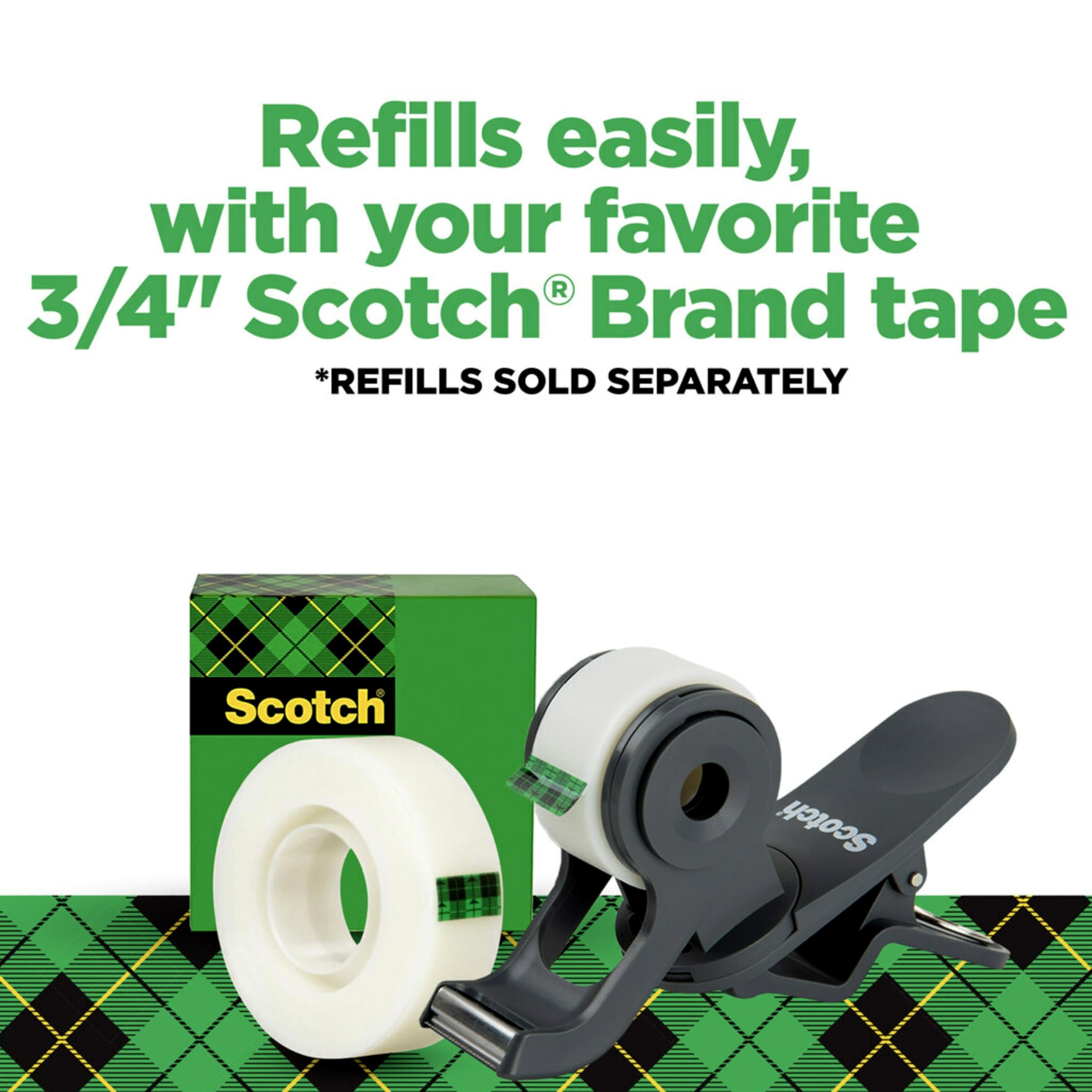 Scotch Brand Clip & Twist Tape Dispenser - 3-Pack, Charcoal Gray, Desk & Table Clip-On for Easy Gift Wrapping, Office Supplies, Crafting & Home Organization (C19-3PK-SIOC)