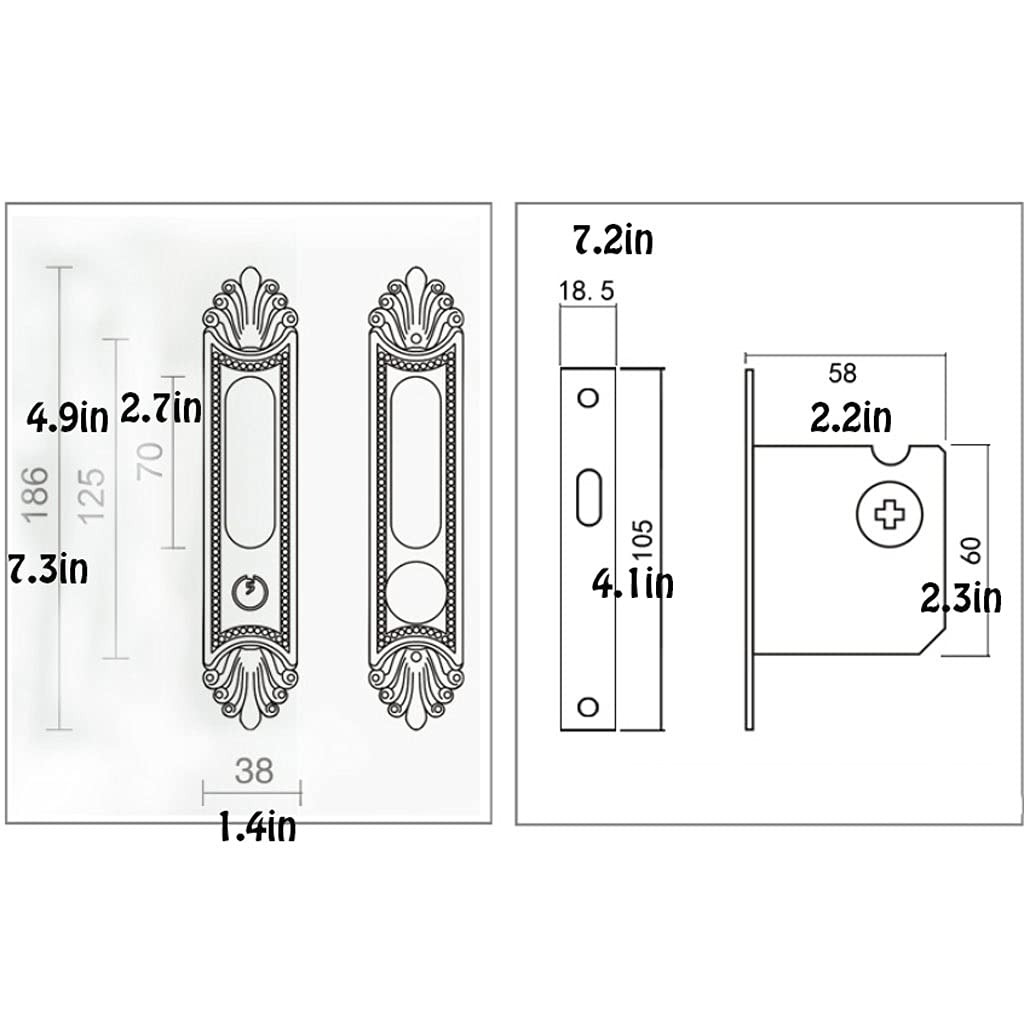 Pure Copper Sliding Door Knob Lever with Key - Concealed Hook Lock Handle for Bedroom Doors (Bronze) | Secure & Stylish Interior Door Solution for Homes & Offices