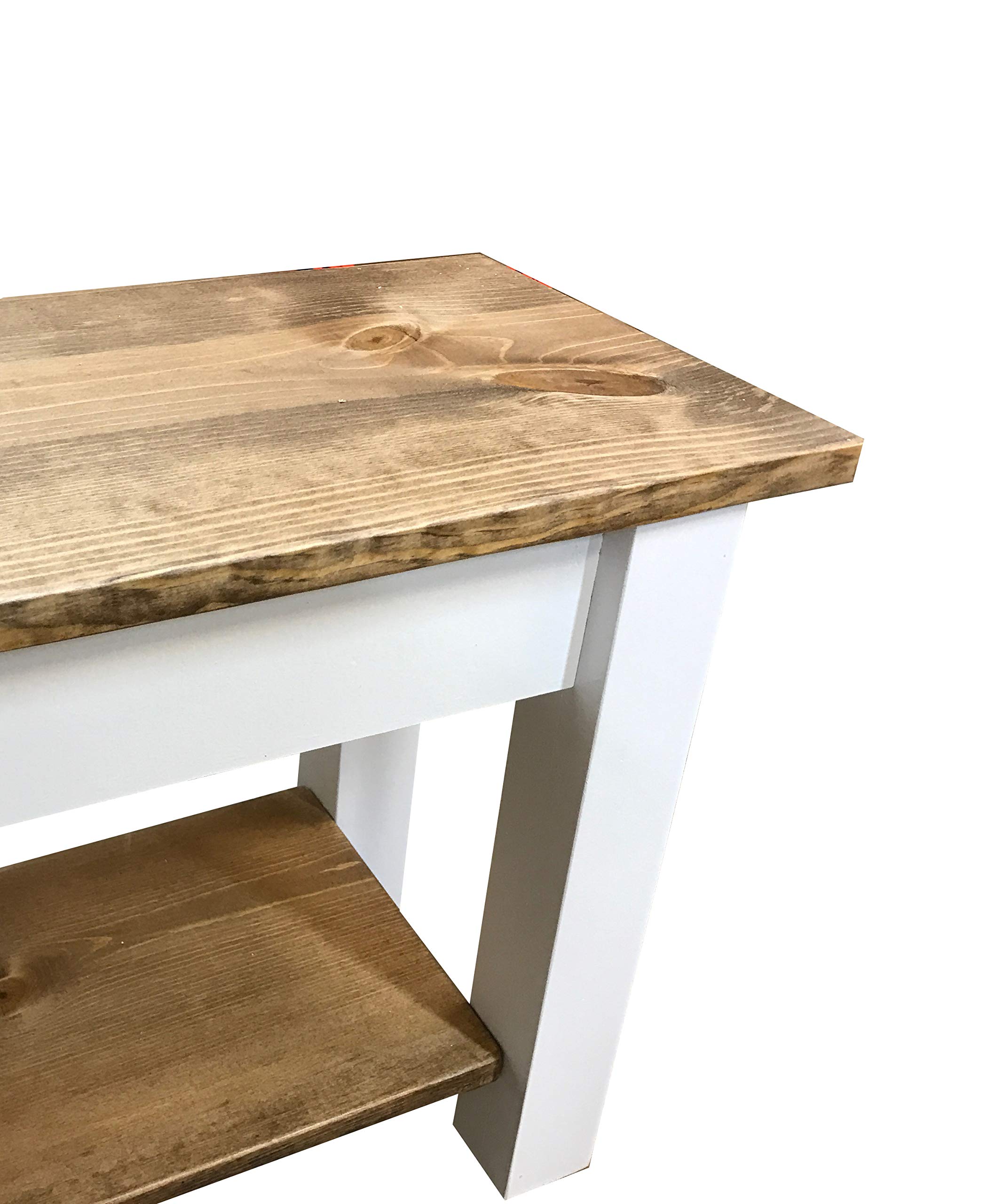 Ambler Wooden Bench with Shelf - 42 Inch Storage Bench for Entryway, Living Room, and Bedroom - Rustic Home Decor & Functional Seating Furniture