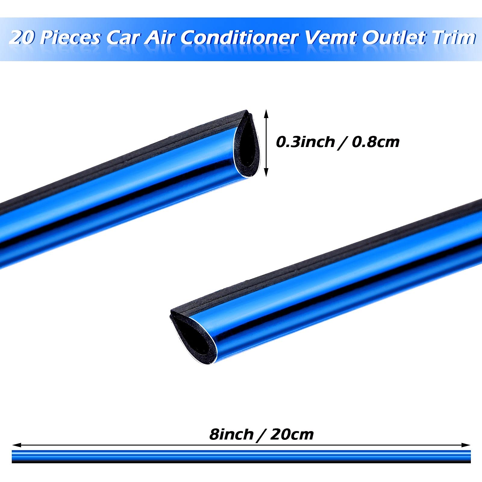 Frienda 20-Piece Universal Car Air Vent Decoration Strips - Waterproof, Bendable AC Vent Trim for Straight Outlets - Interior Car Accessories (Blue) | Perfect for Customizing & Protecting Your Car's AC Vents
