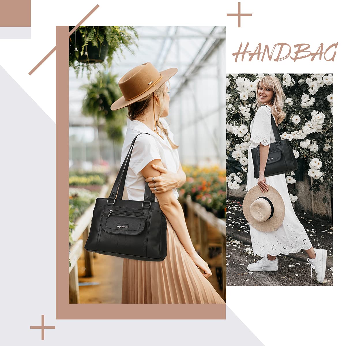 Angel Barcelo Women's Fashion Handbags - Stylish Tote, Shoulder Bag & Top Handle Satchel Purse for Work, Travel & Everyday Use