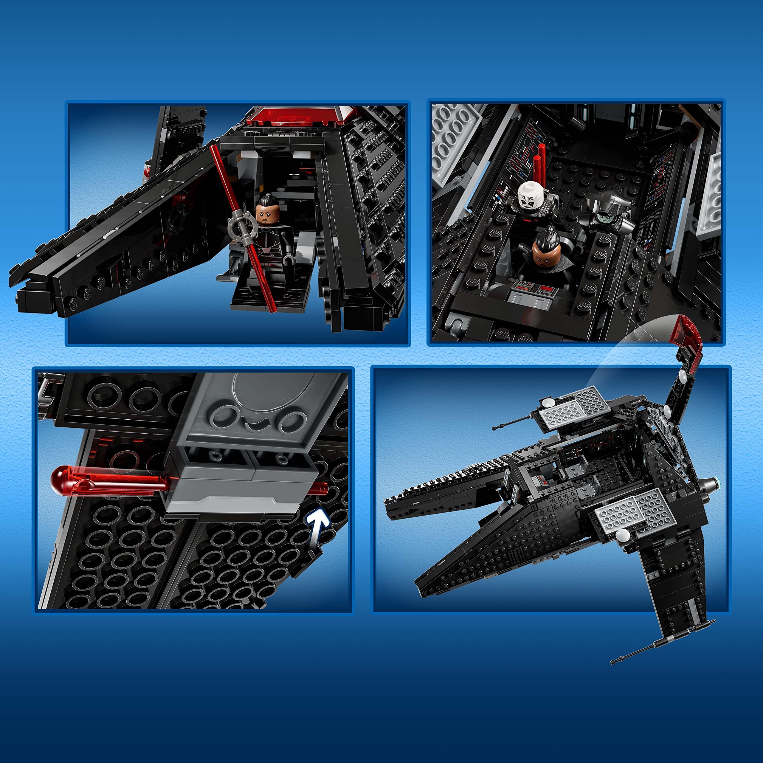 LEGO Star Wars Inquisitor Transport Scythe 75336 Building Toy Set - Obi-Wan Kenobi Playset with Dual-Blade Blue & Red Lightsabers, Ben Kenobi Minifigure | Space Ship Model for Kids & Collectors | Star Wars Gift for Birthday & Christmas