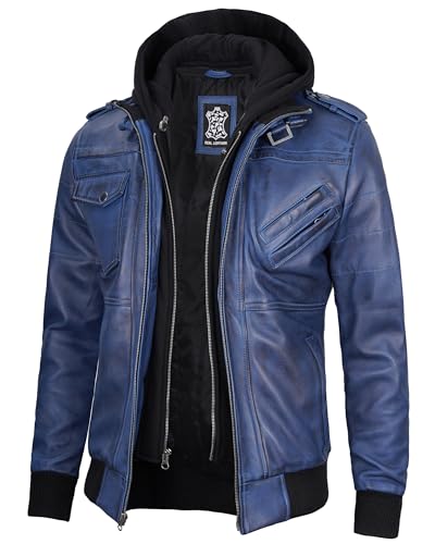 Edinburgh - Blue Men Leather Jacket