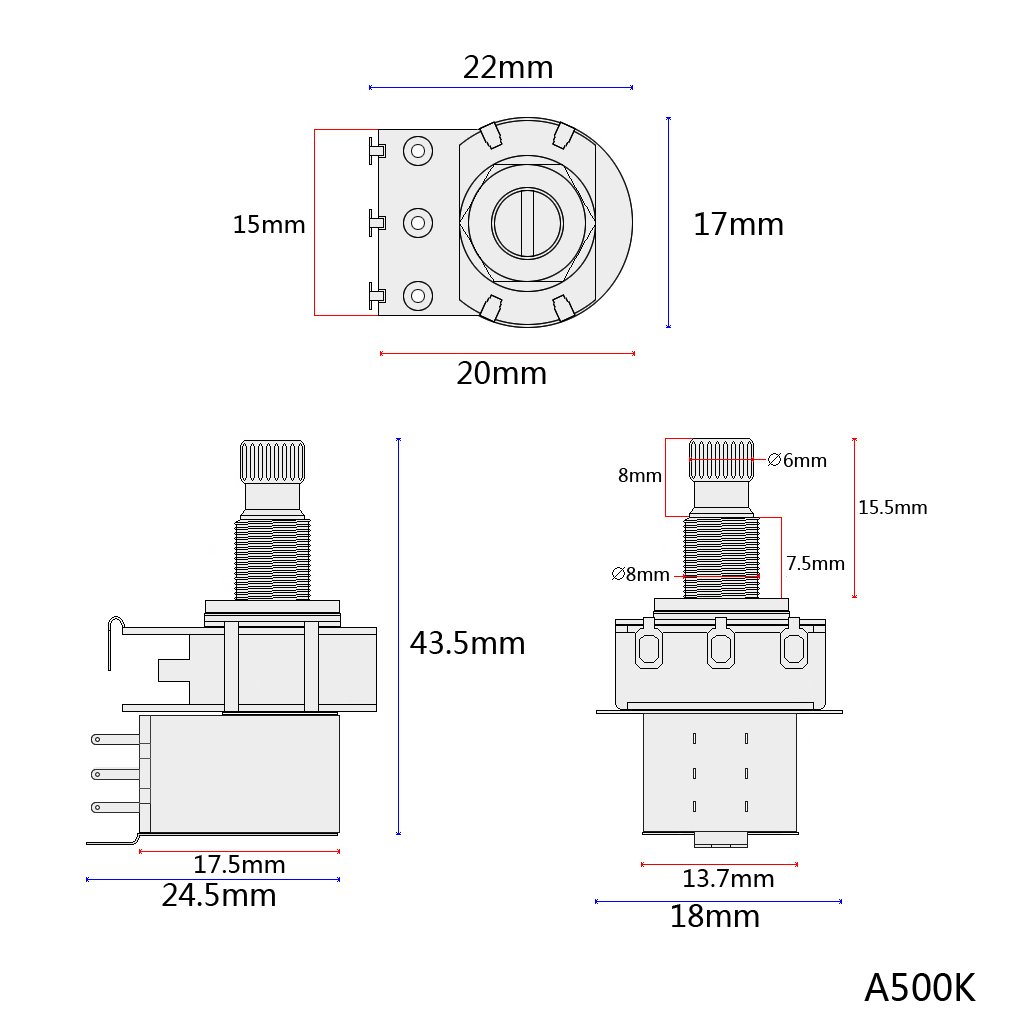 Alnicov Electric Guitar Wiring Harness Kit - Prewired 3-Way Toggle Switch with 1 Volume & 1 Tone Control, 500K Potentiometer & Output Jack - Perfect for DIY Guitar Upgrades & Repairs