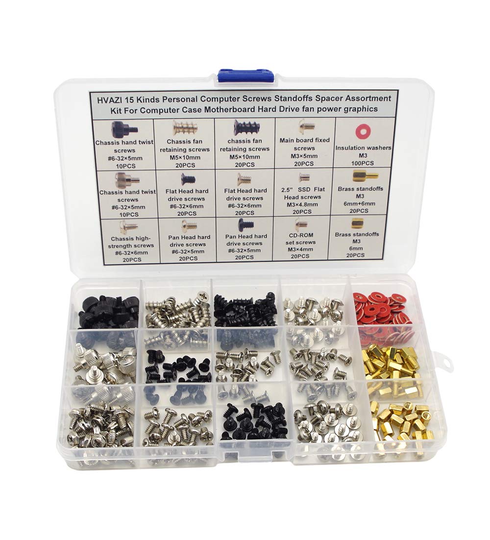 15-Piece PC Screw & Standoff Assortment Kit - Motherboard, Hard Drive, Fan & GPU Mounting Hardware | Computer Case Repair & DIY Build Accessories