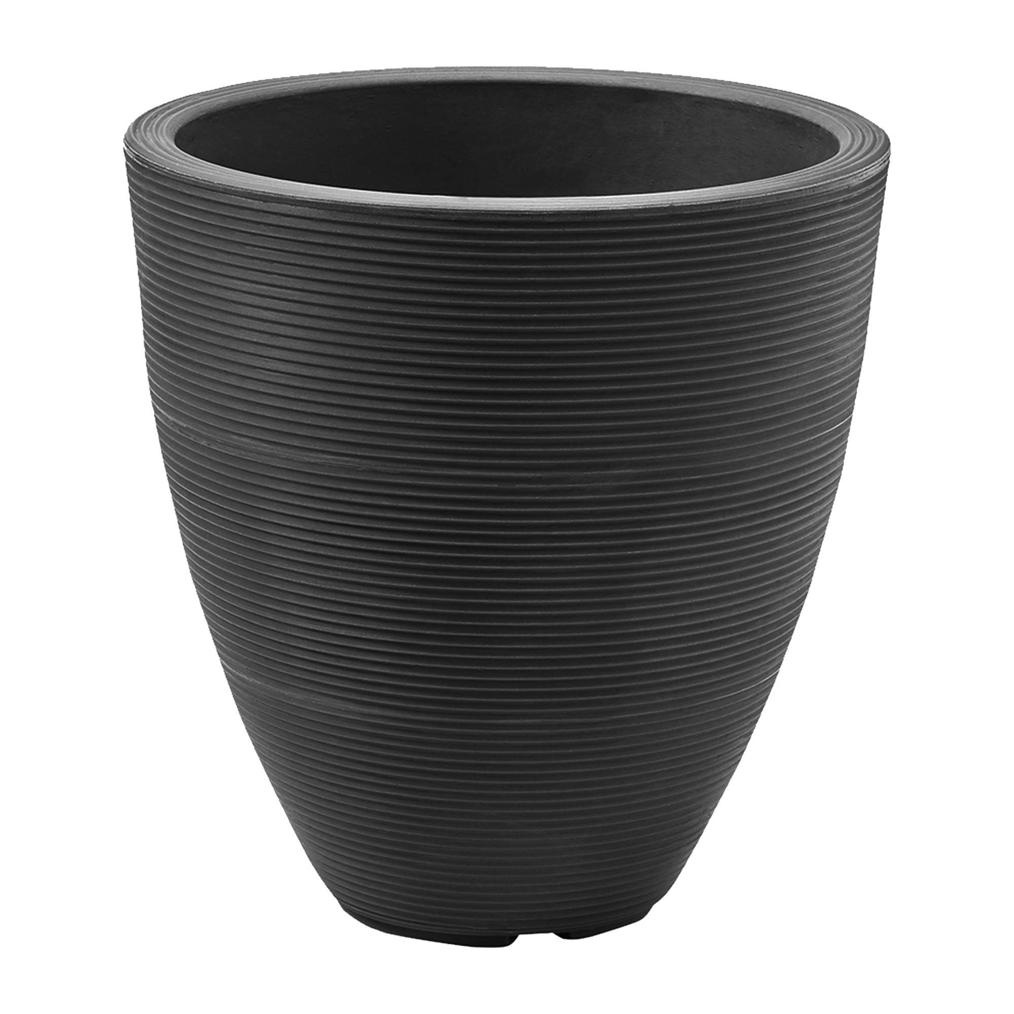 Delano Tall Planter by Crescent Garden - Modern Indoor/Outdoor Flower Pot in Caviar Black - Perfect for Home Decor, Patio, Garden & Office Plants