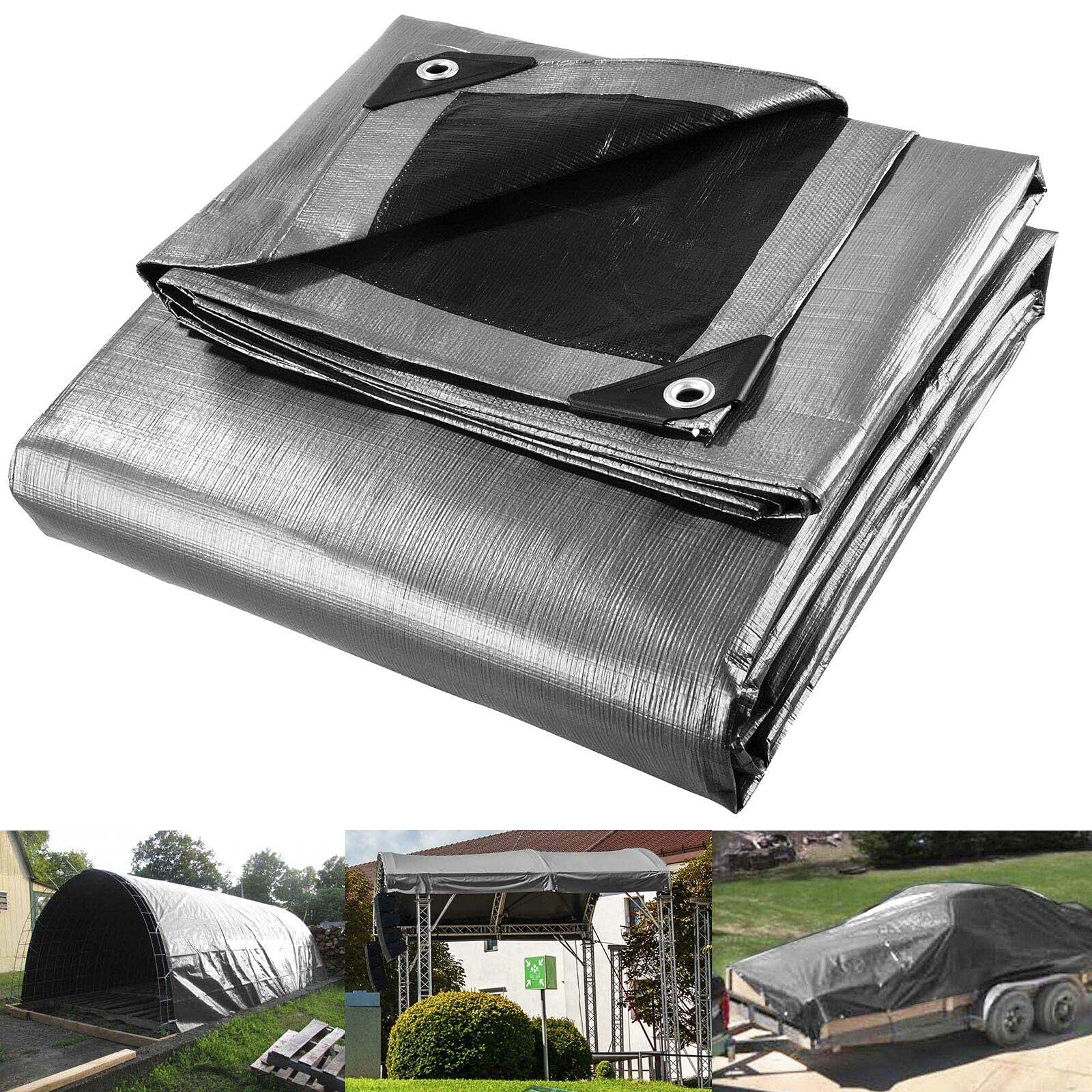 12x20 Heavy Duty 10mil Waterproof Poly Tarp - Reinforced Canopy Cover for Camping, Boat, Car & Outdoor Use - Durable Tent Accessory with Grommets for Secure Tie-Downs
