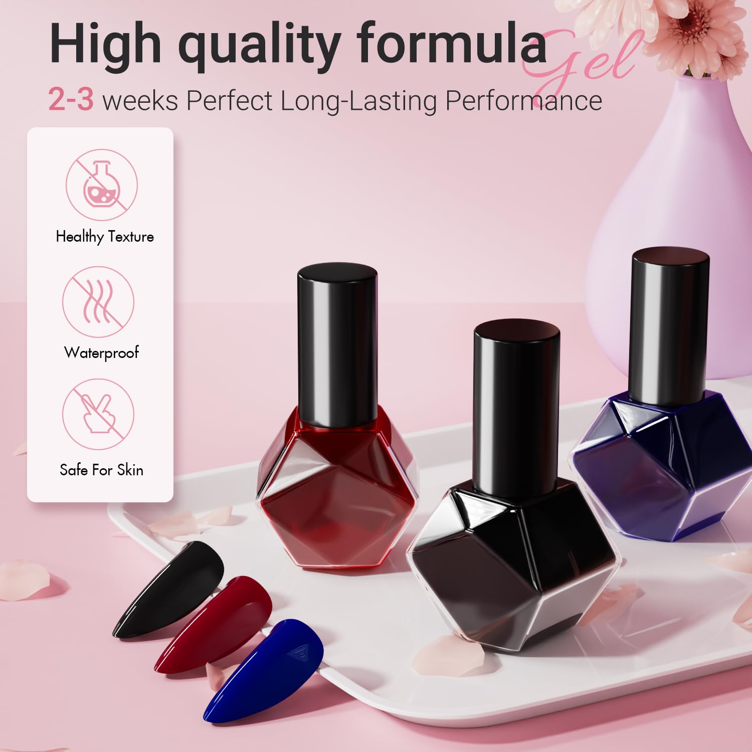 KQueenest Black French Tip Press on Nails - 24PCS Almond Short Medium Fake Nails with Gel Design, Natural Nude Stiletto Glue on Nails for Women | Easy Application, No Glue Needed | Perfect for Parties, Weddings & Everyday Wear